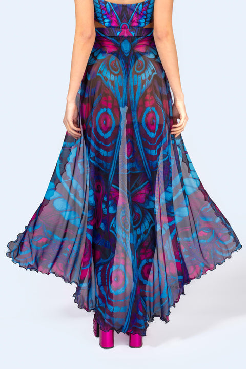 Blue Velvet Open Front Skirt