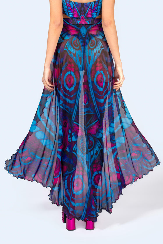 Blue Velvet Open Front Skirt