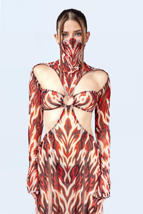 Flaming Loose Ends Maxi Dress