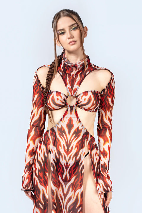 Flaming Loose Ends Maxi Dress