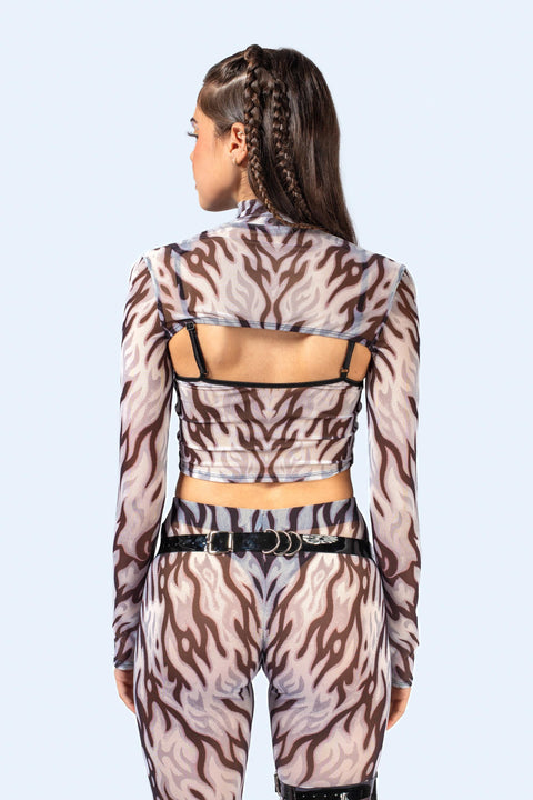 Loose Ends Mesh 2 Piece Shrug Top
