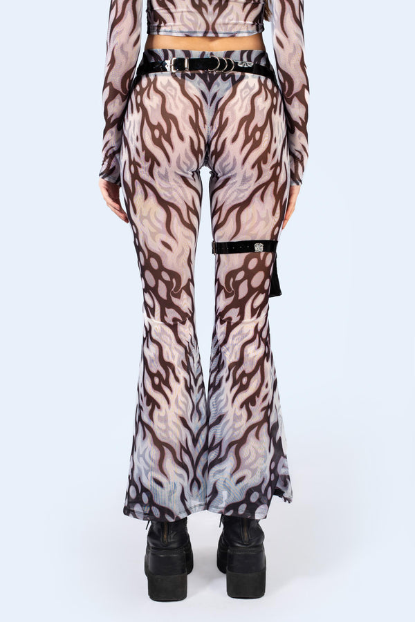 Loose Ends Mesh Bell Bottoms Pants