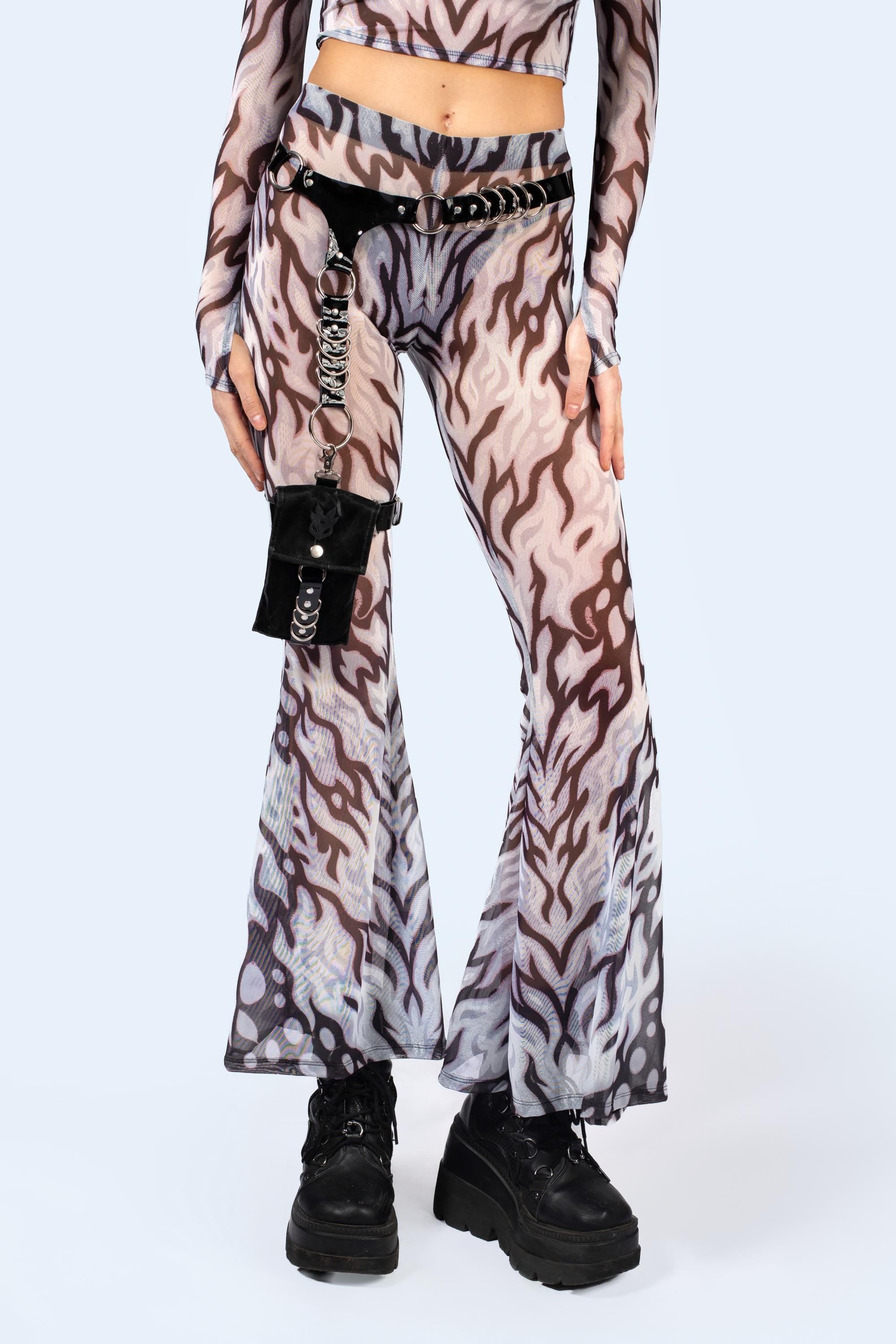 BADINKA Loose Ends Mesh Bell Bottoms Pants