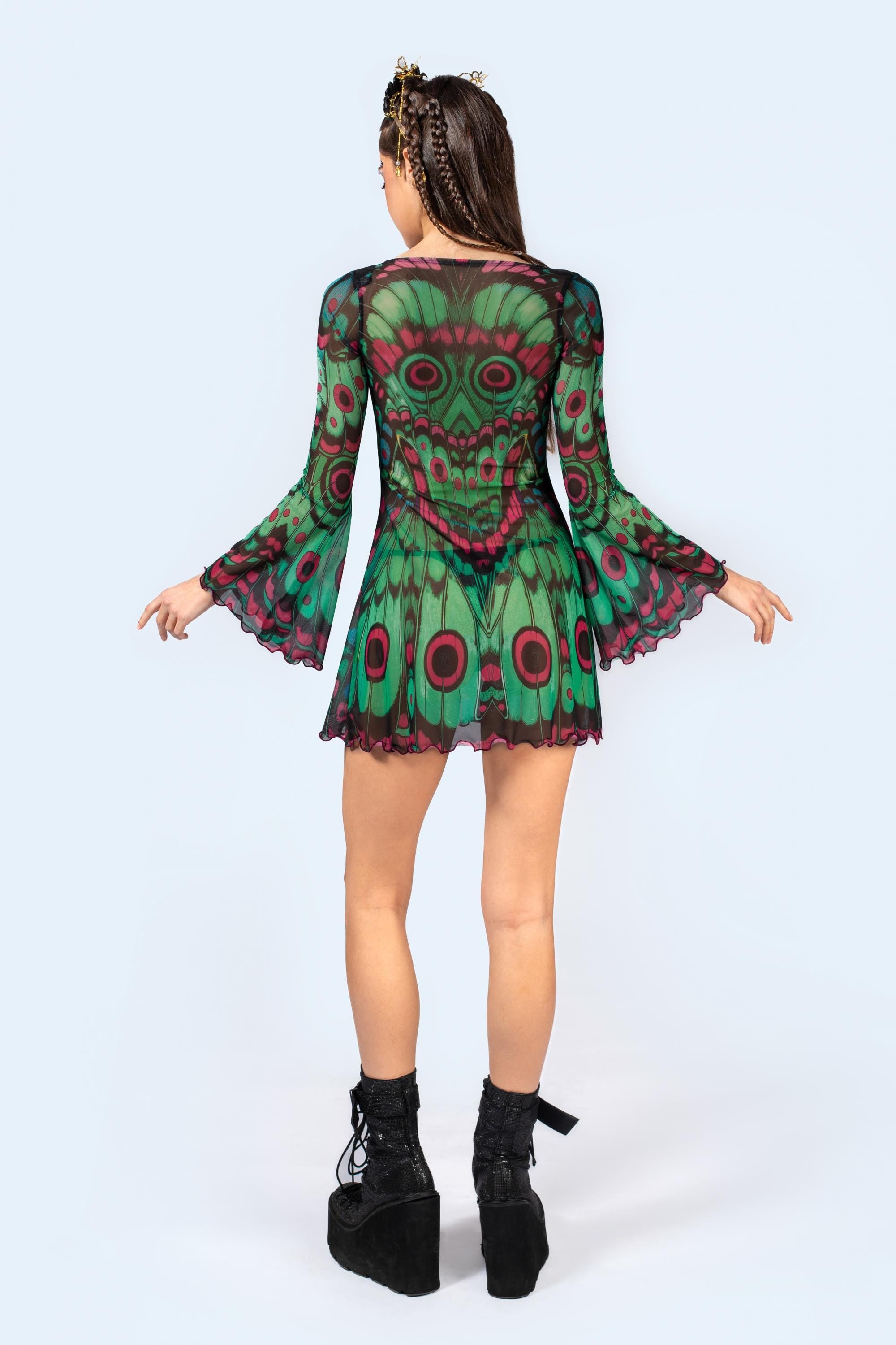 BADINKA Lucky Moth Mesh Mini Dress Mesh