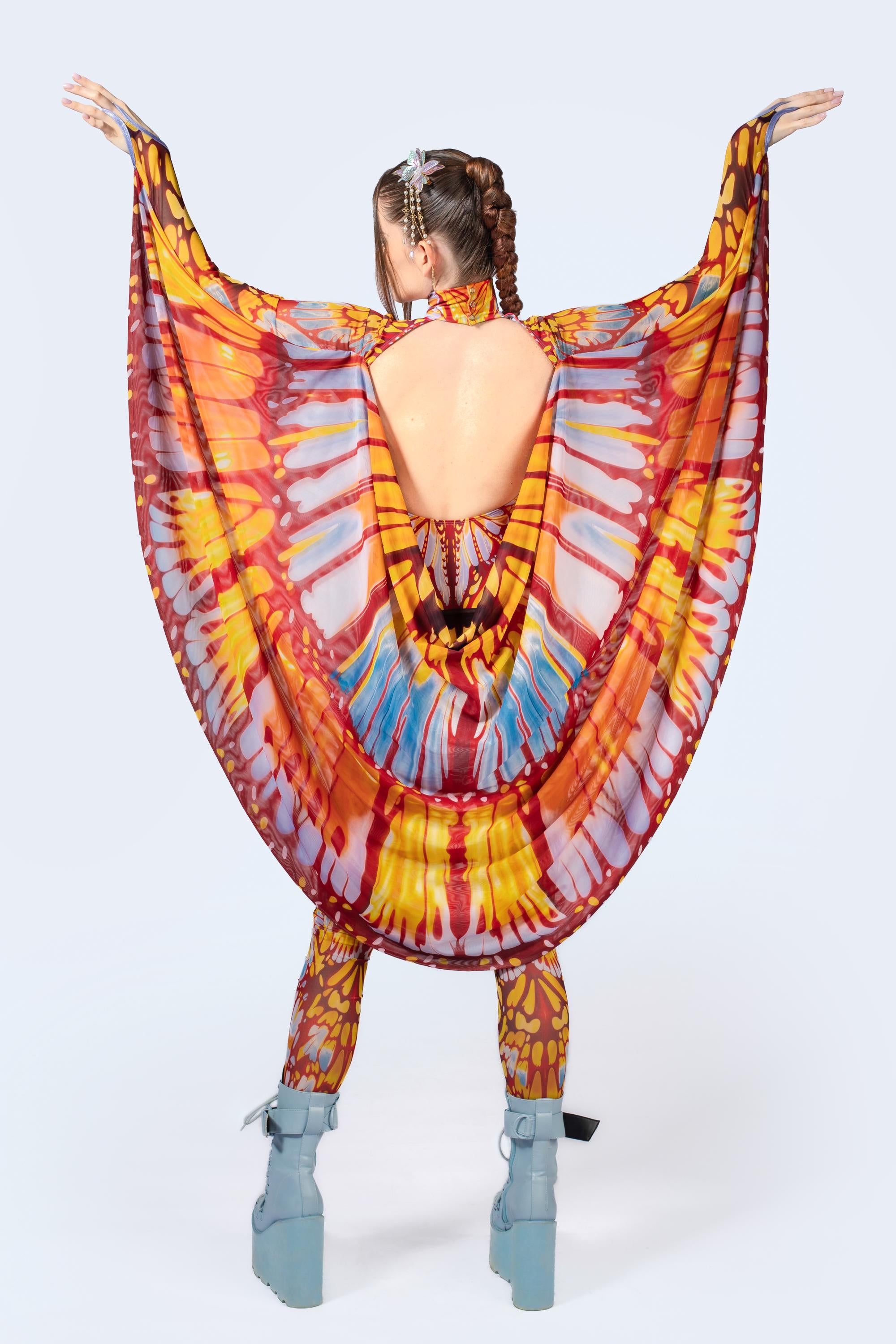 BADINKA Pollinate Me Keyhole Winged Catsuit Mesh, spandex
