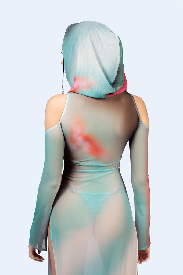 Out Of Body Hooded Long Sleeve Dress