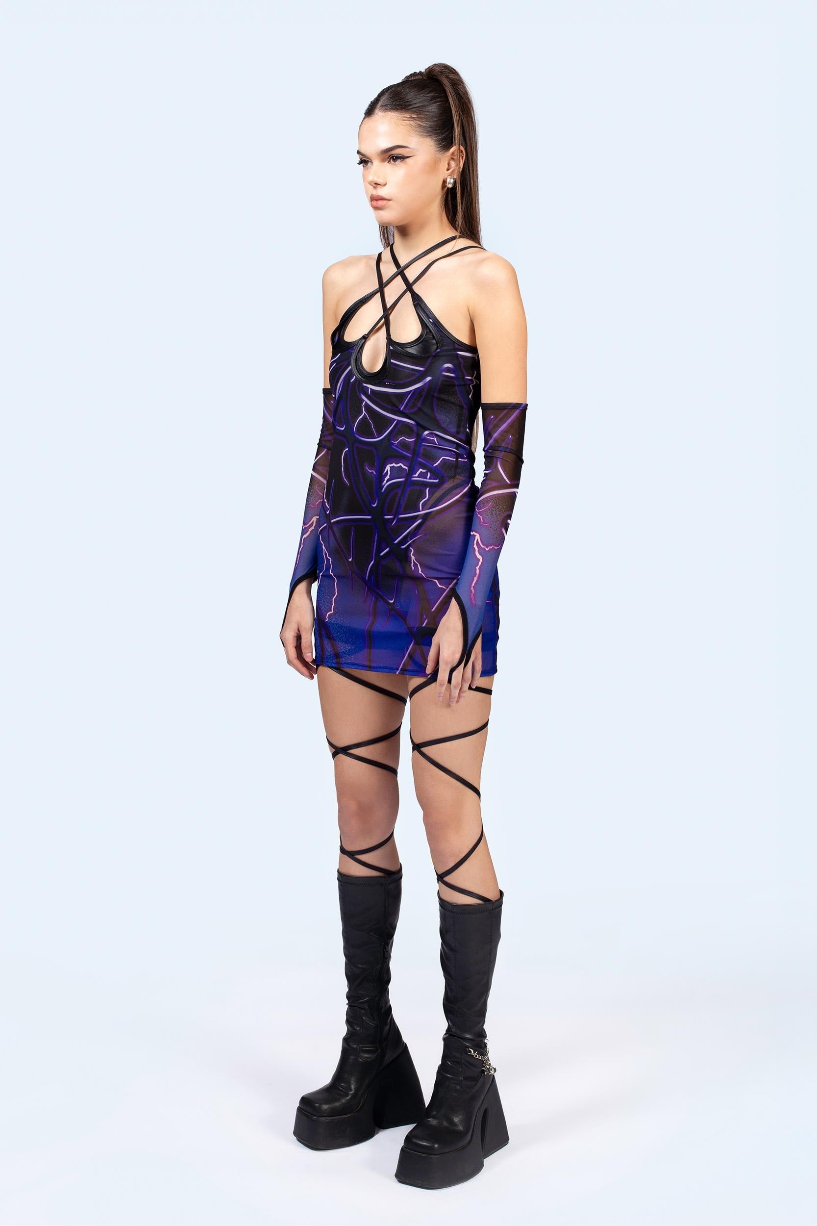 BADINKA Exceeding The Limit Criss Cross Dress Mesh, shiny