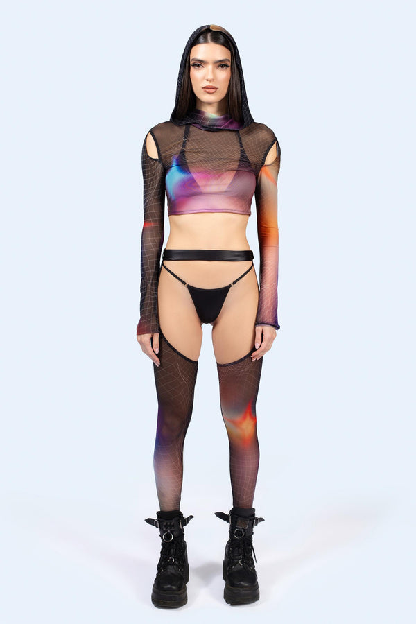 Aura Glow Hooded Mesh Top
