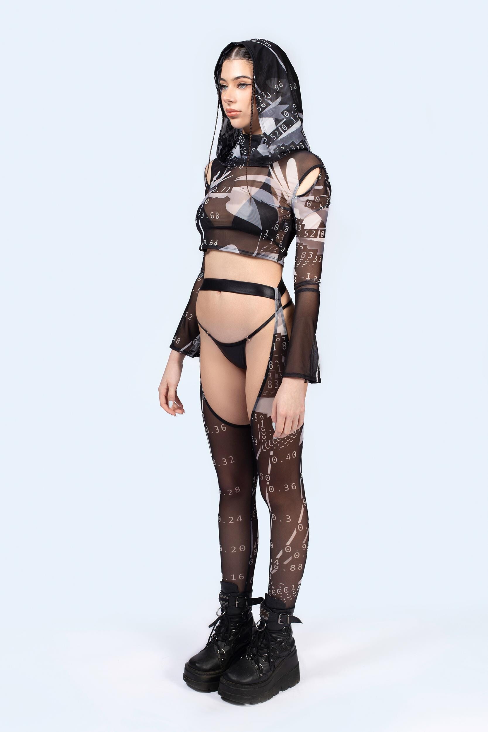 BADINKA Session Hooded Mesh Top Mesh, see-through