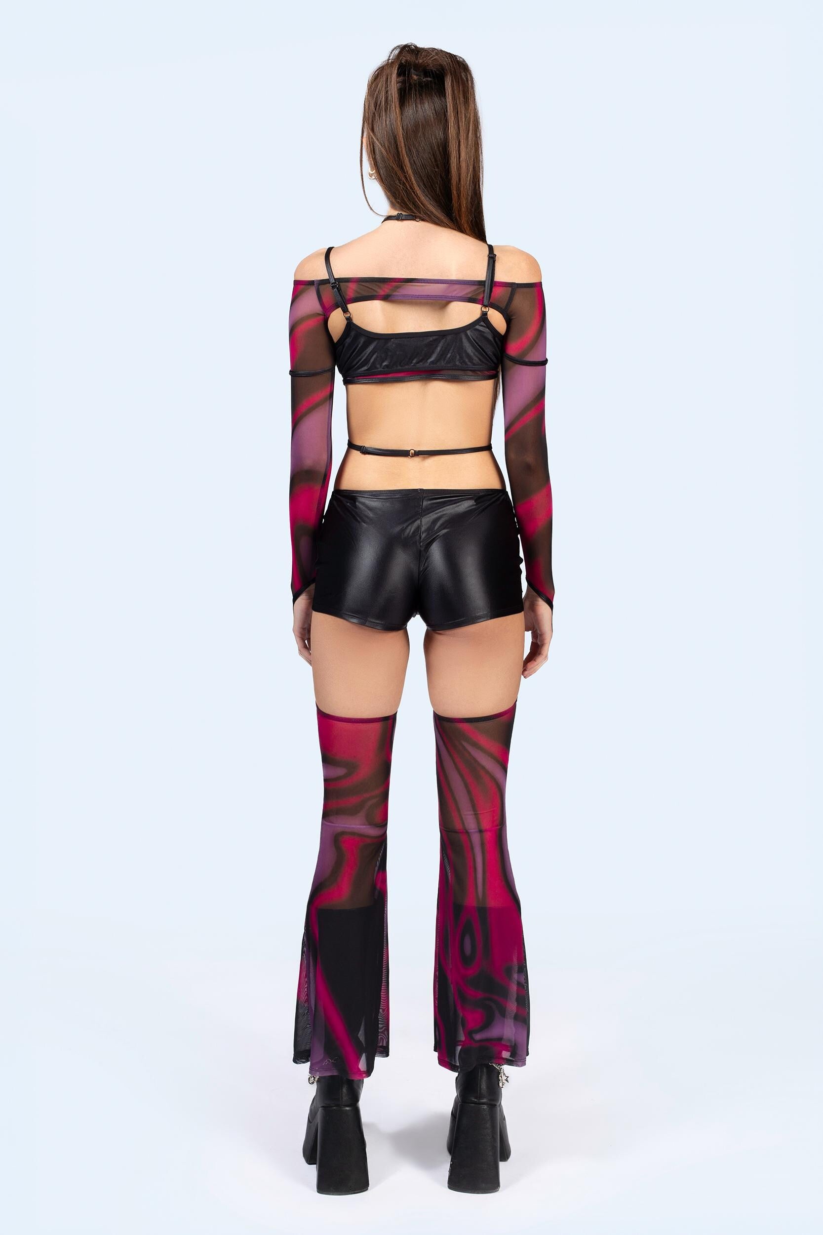 BADINKA Women Flow Micro Shorts With Mesh Chaps