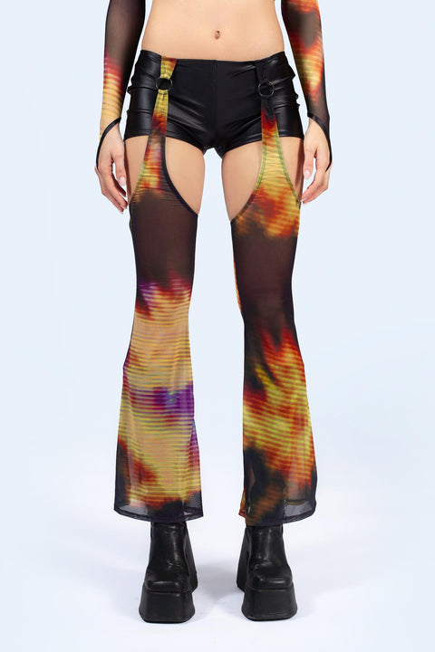 Display Micro Shorts With Mesh Chaps