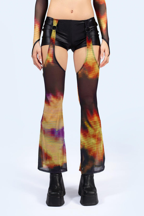 Display Micro Shorts With Mesh Chaps