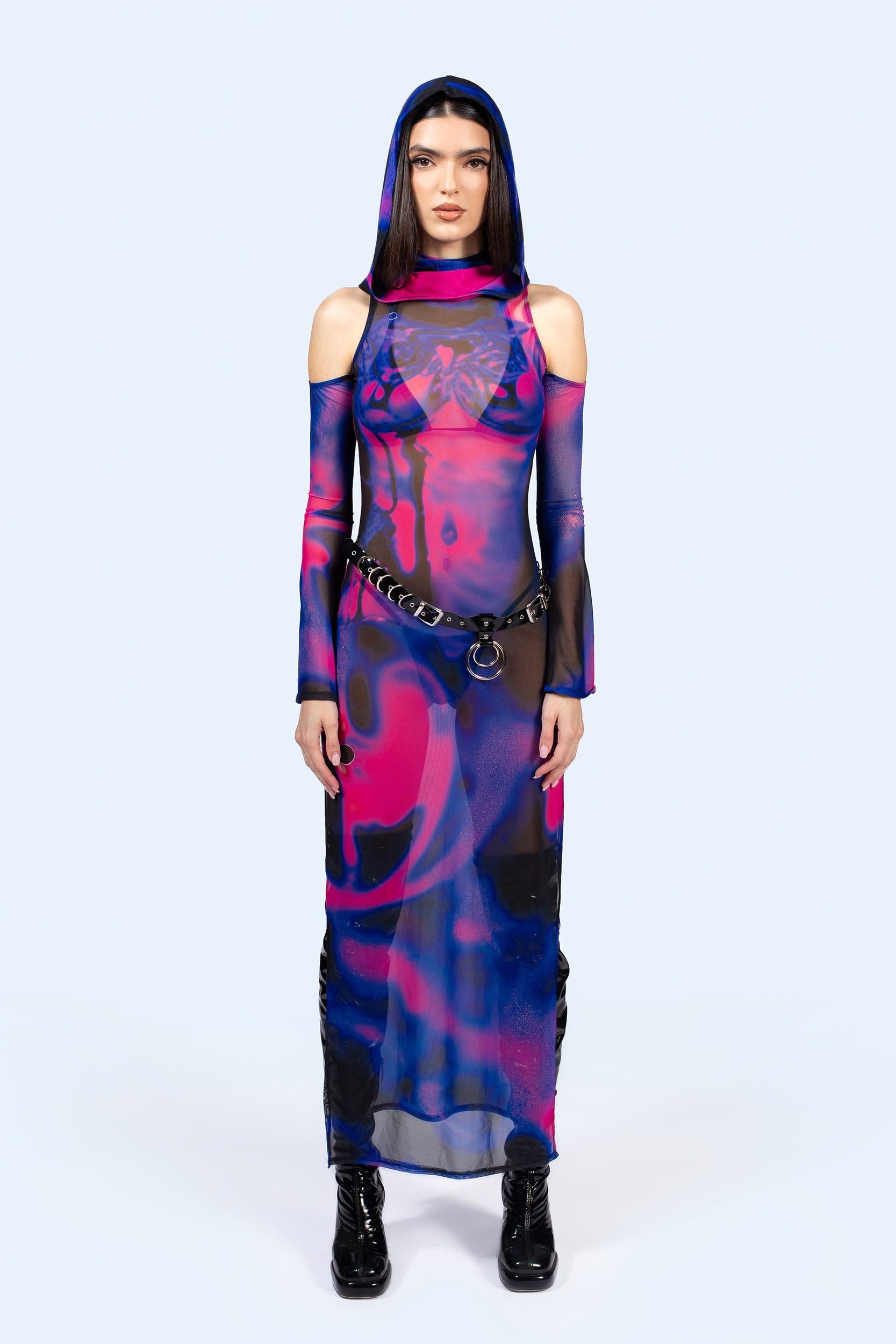 BADINKA Sub Surface Hooded Long Sleeve Dress Rave