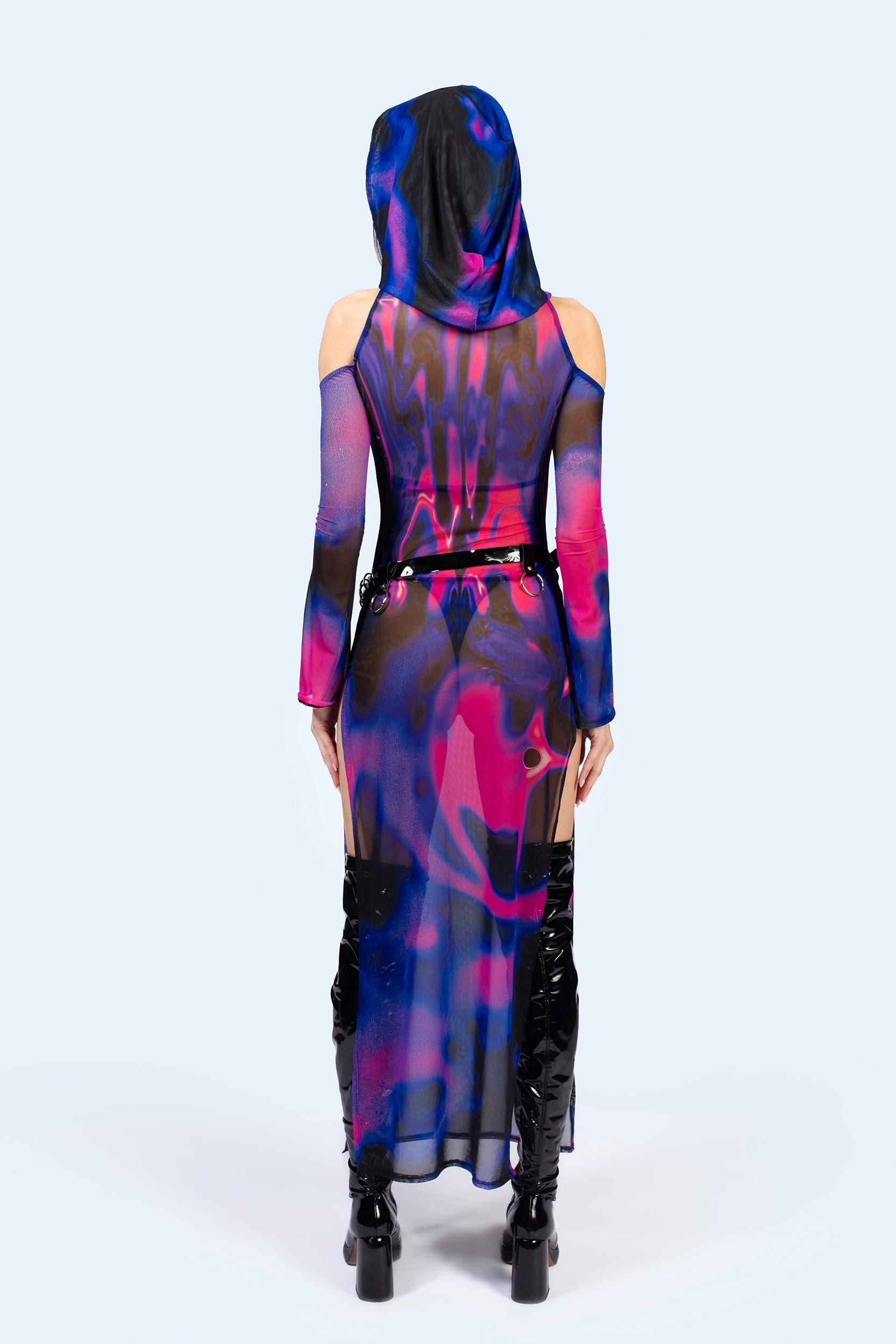 BADINKA Women Sub Surface Hooded Long Sleeve Dress