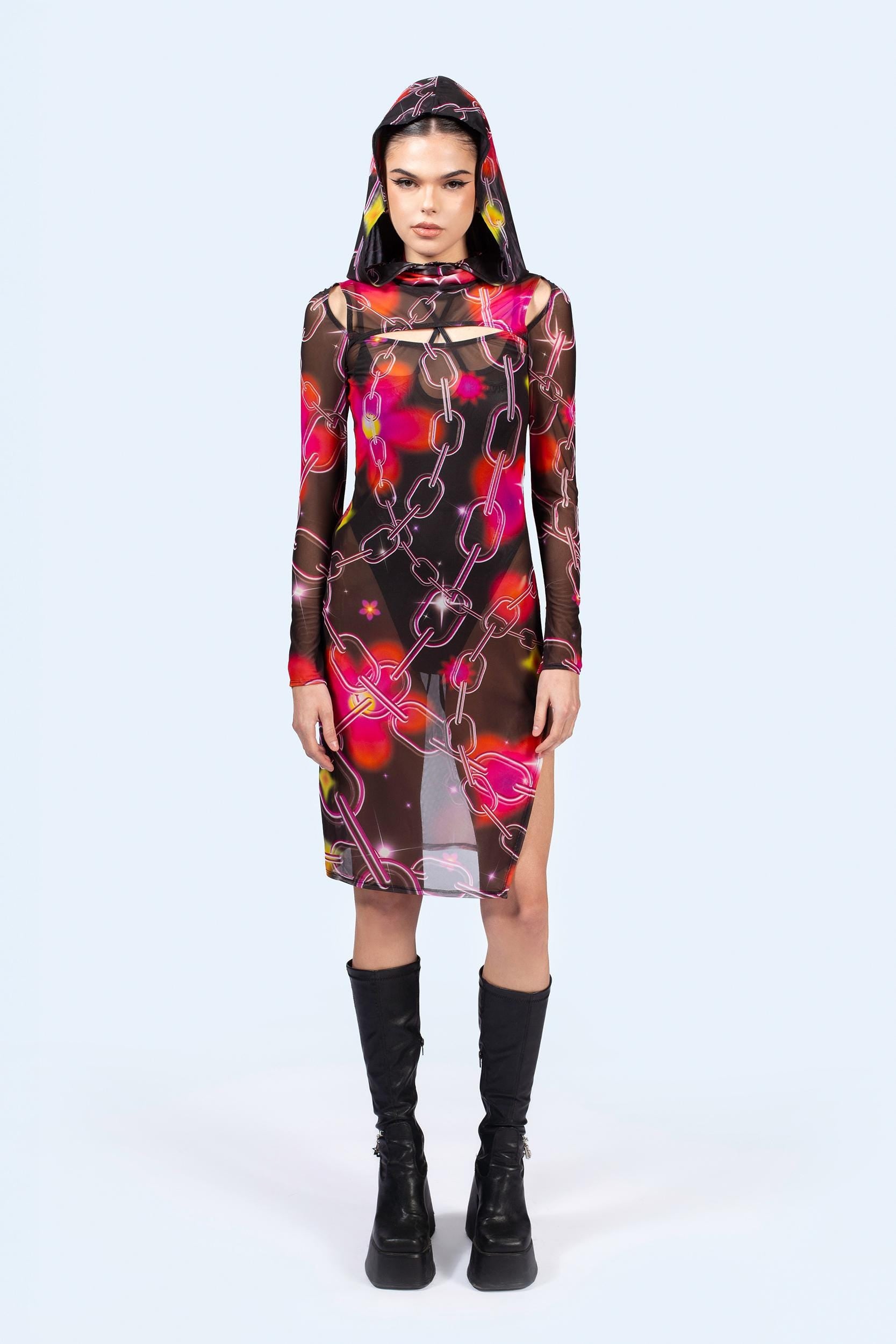 BADINKA Target Tangle Mesh Hooded Dress Rave