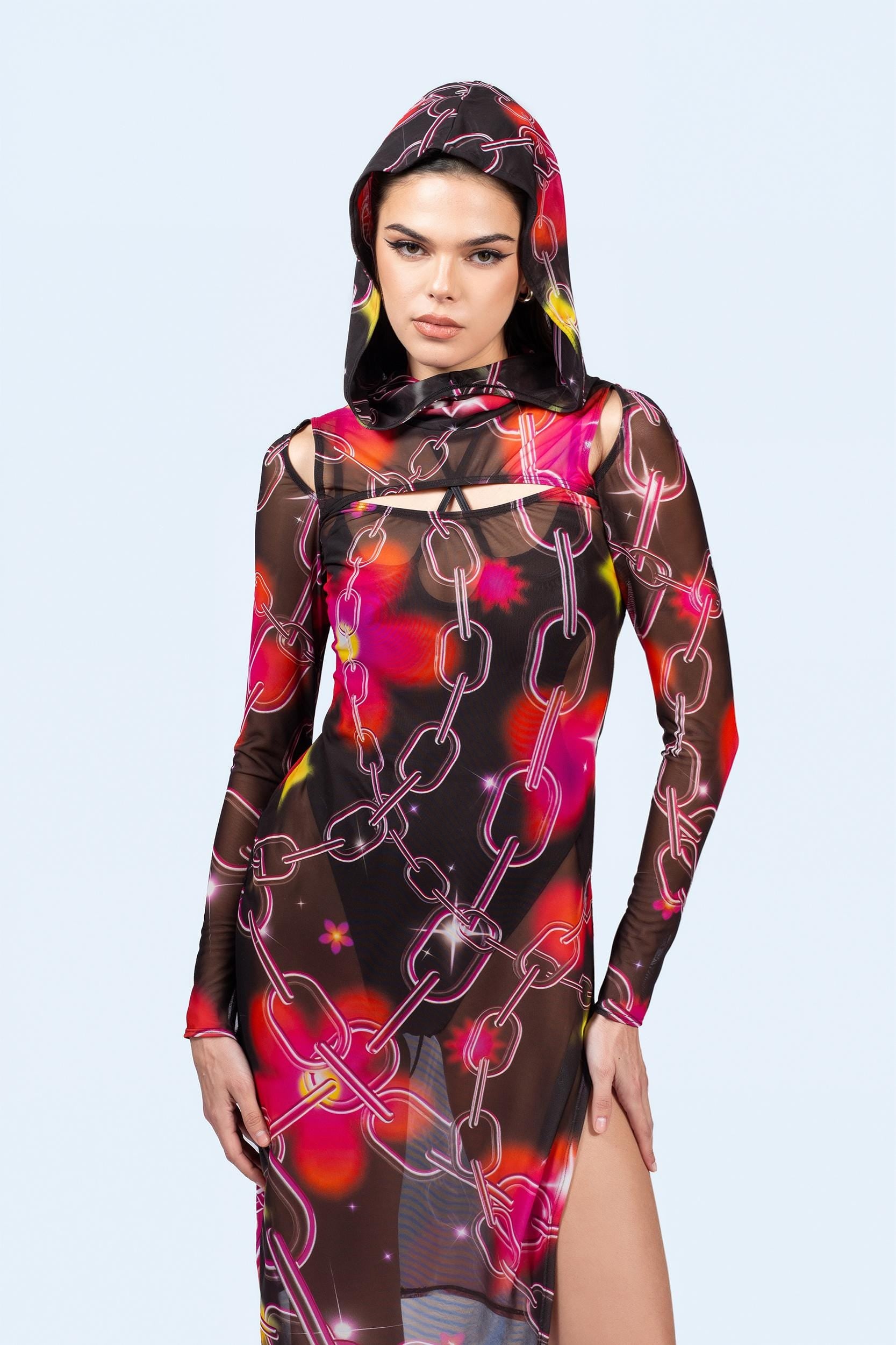 BADINKA Target Tangle Mesh Hooded Dress