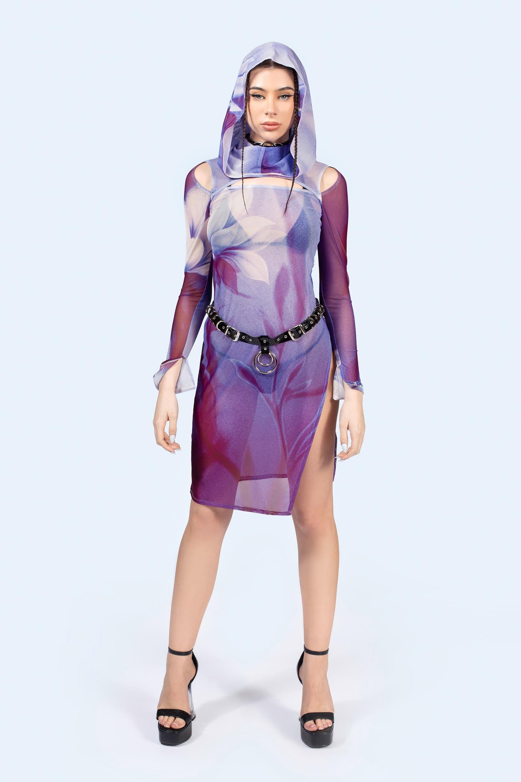 BADINKA Above Mesh Hooded Dress Rave