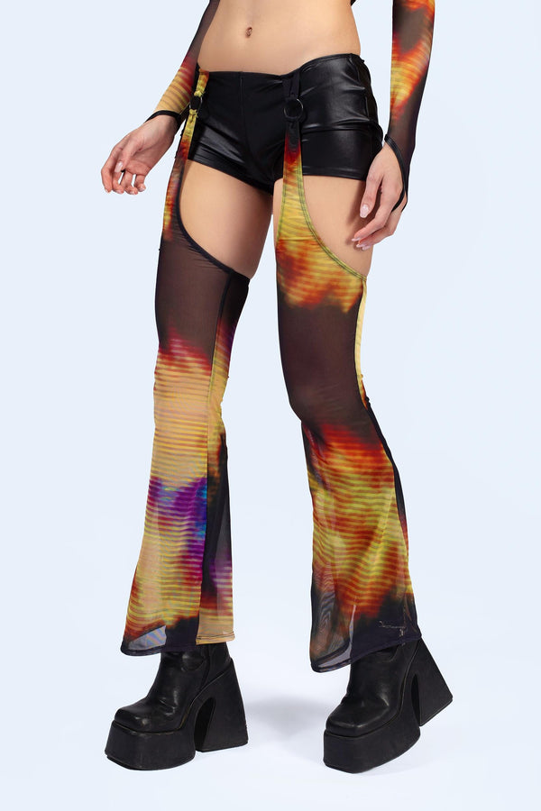 Display Micro Shorts With Mesh Chaps