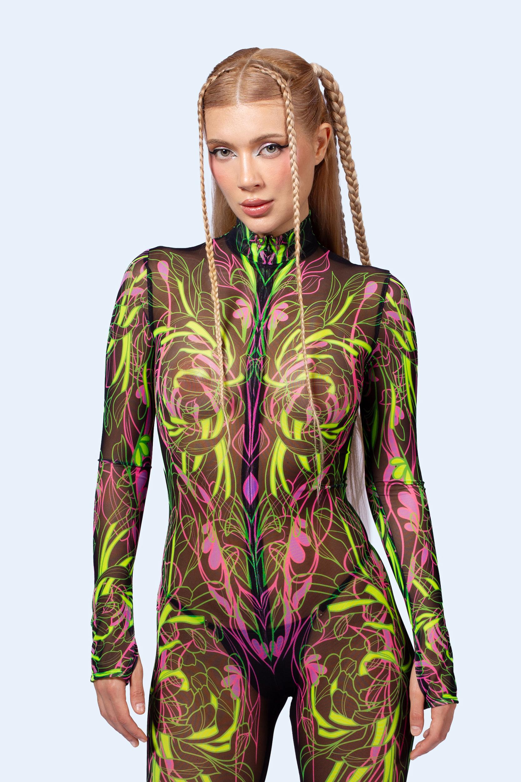 BADINKA Body Ink Mesh Costume Black, yellow