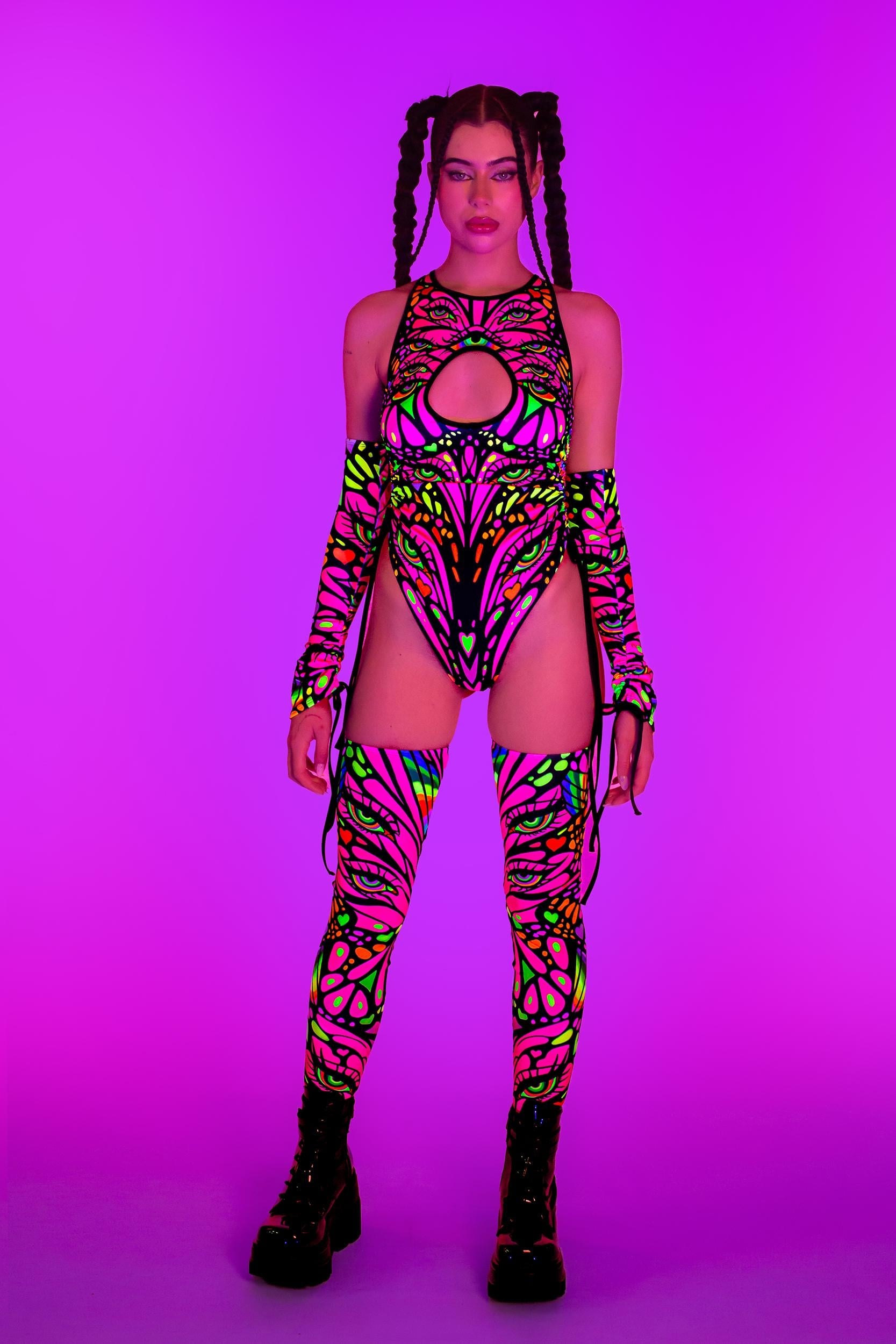 BADINKA Blink Twice Drawstring Bodysuit Neon, spandex