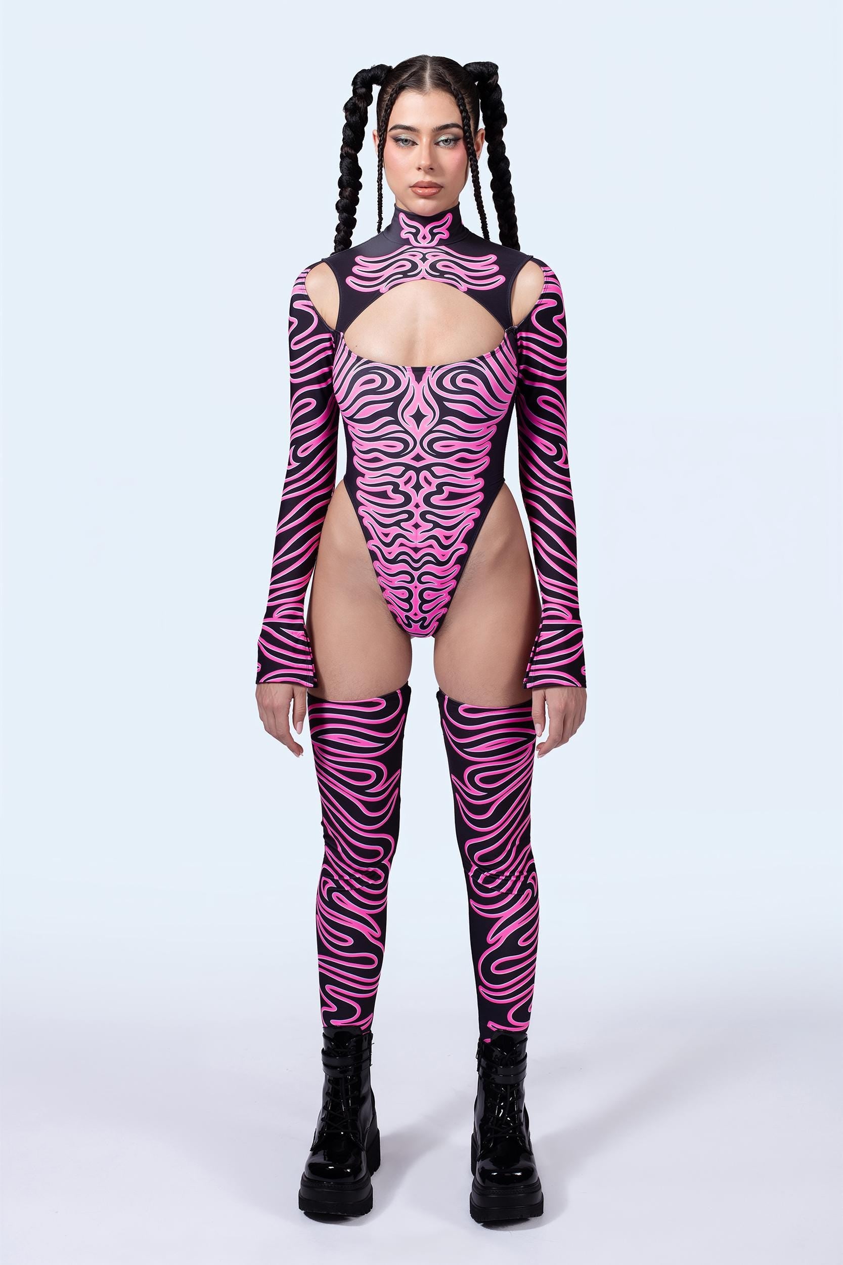 BADINKA Eye Of The Pink Tiger Keyhole Bodysuit Pink