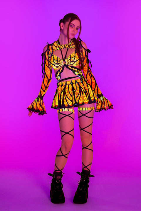 Brilliant Orange Frilly Skirt