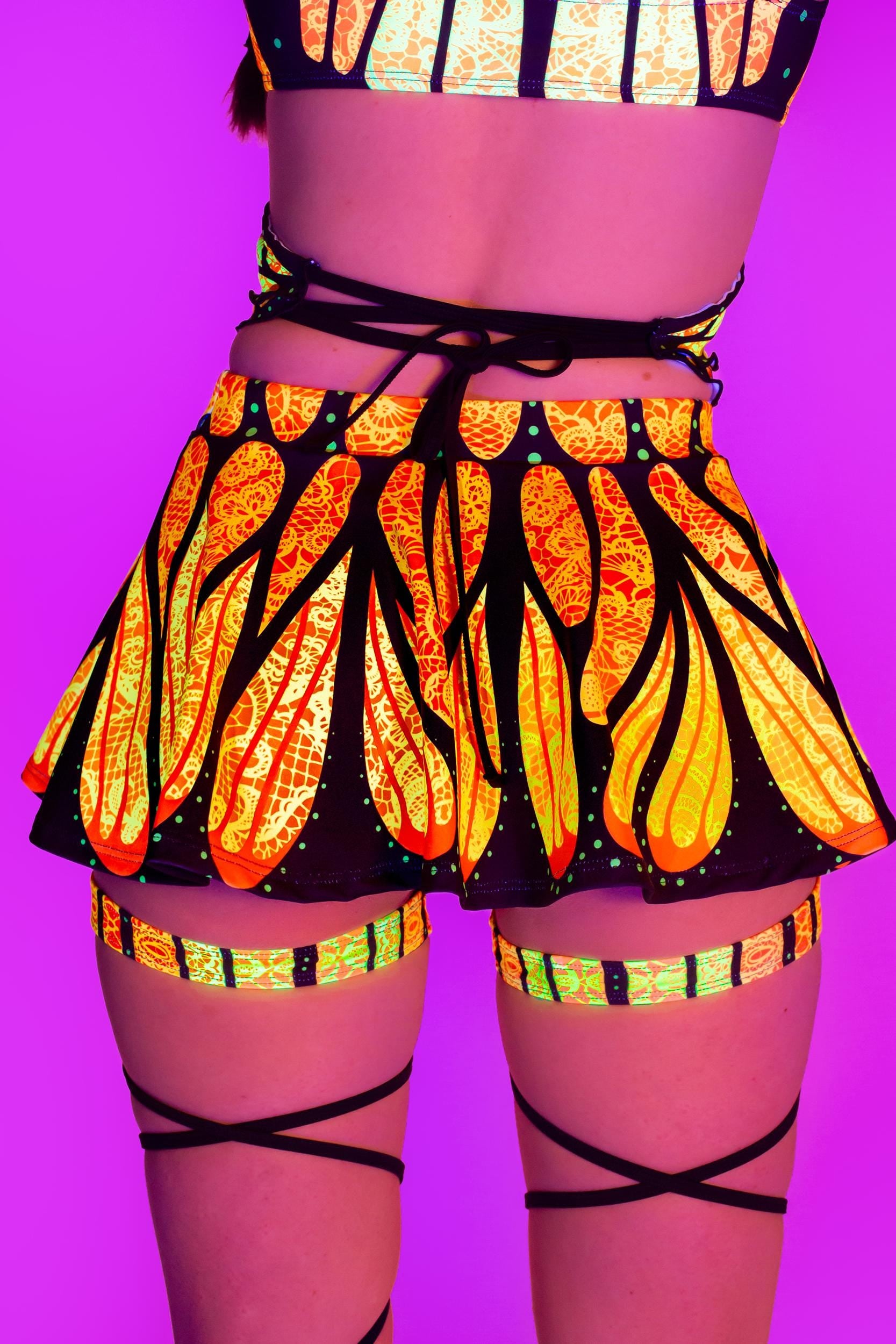 BADINKA Brilliant Orange Frilly Skirt Black, orange