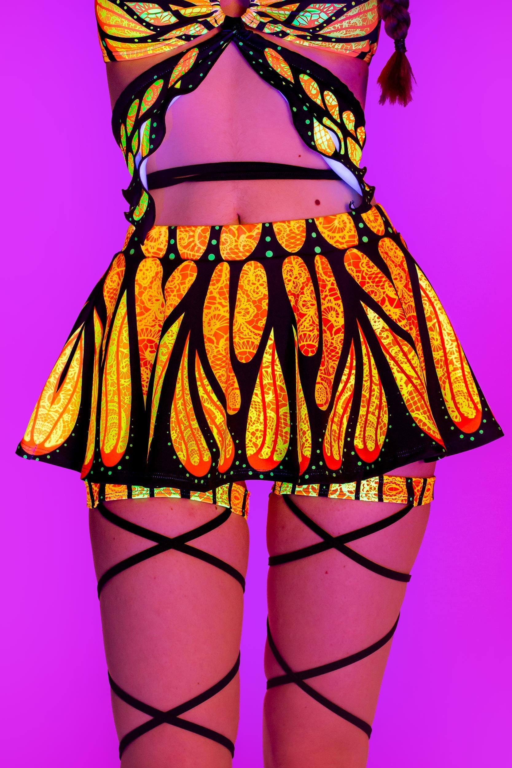 BADINKA Brilliant Orange Frilly Skirt