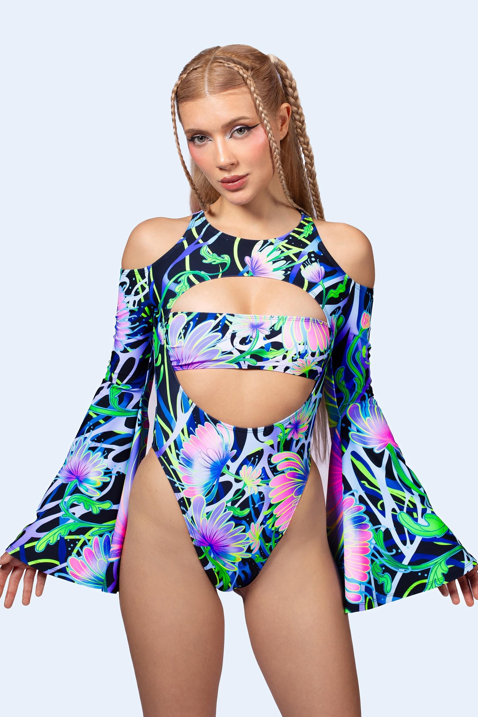 BADINKA Scatter Around Keyhole Bandeau Bodysuit Green
