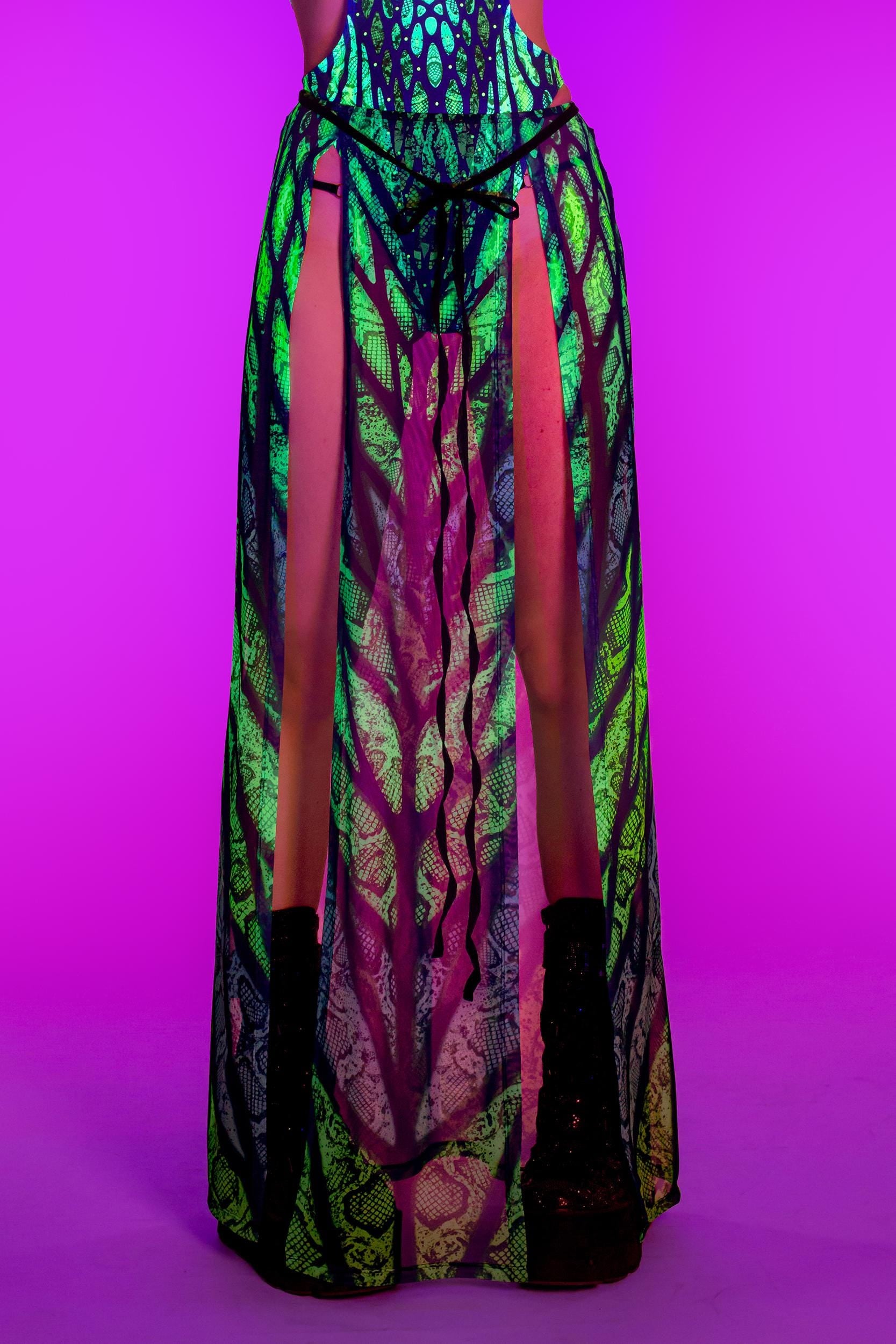 BADINKA Under My Skin Green Open-Front Skirt