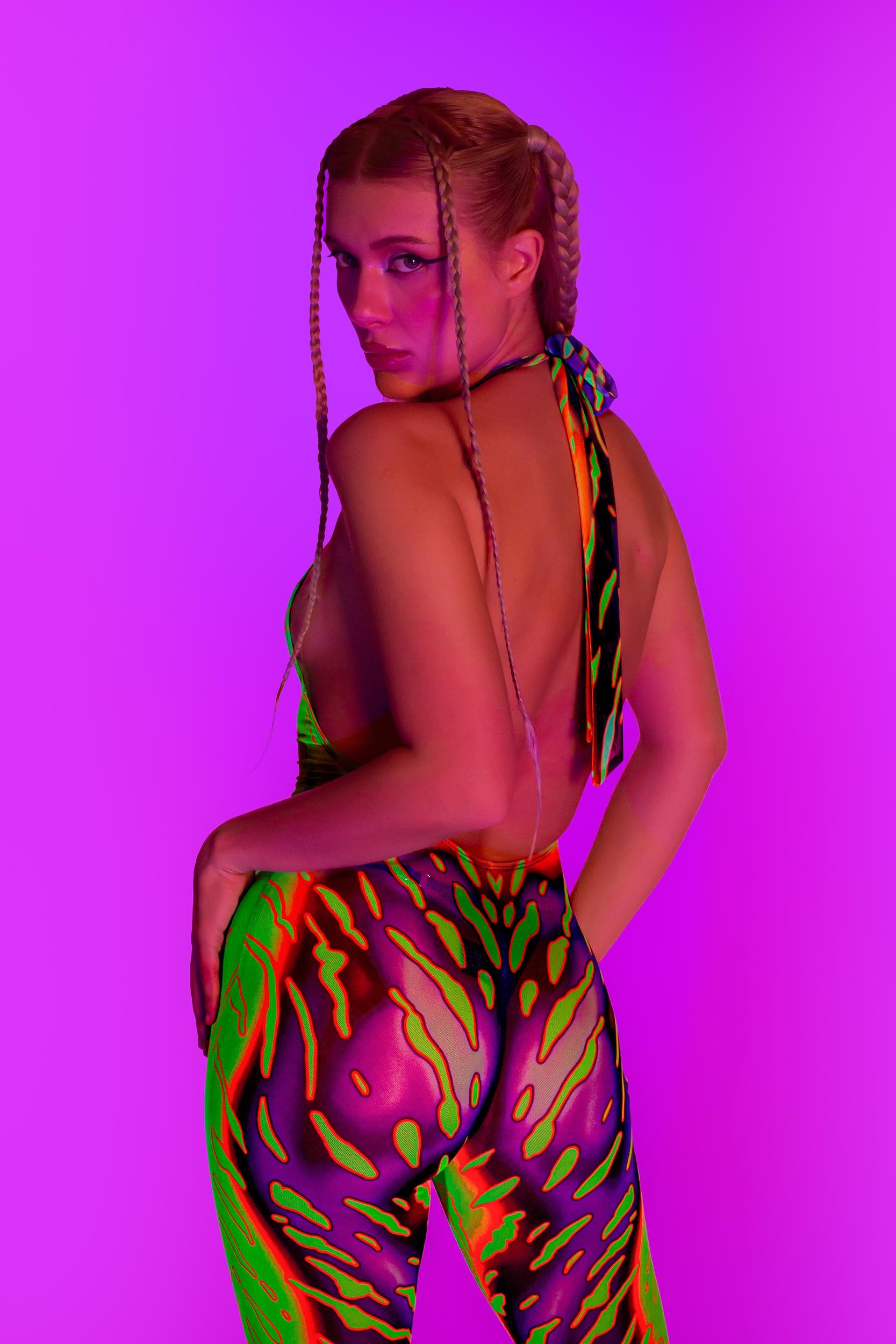BADINKA Heightened Instinct Toxic Mesh Halter Romper Rave