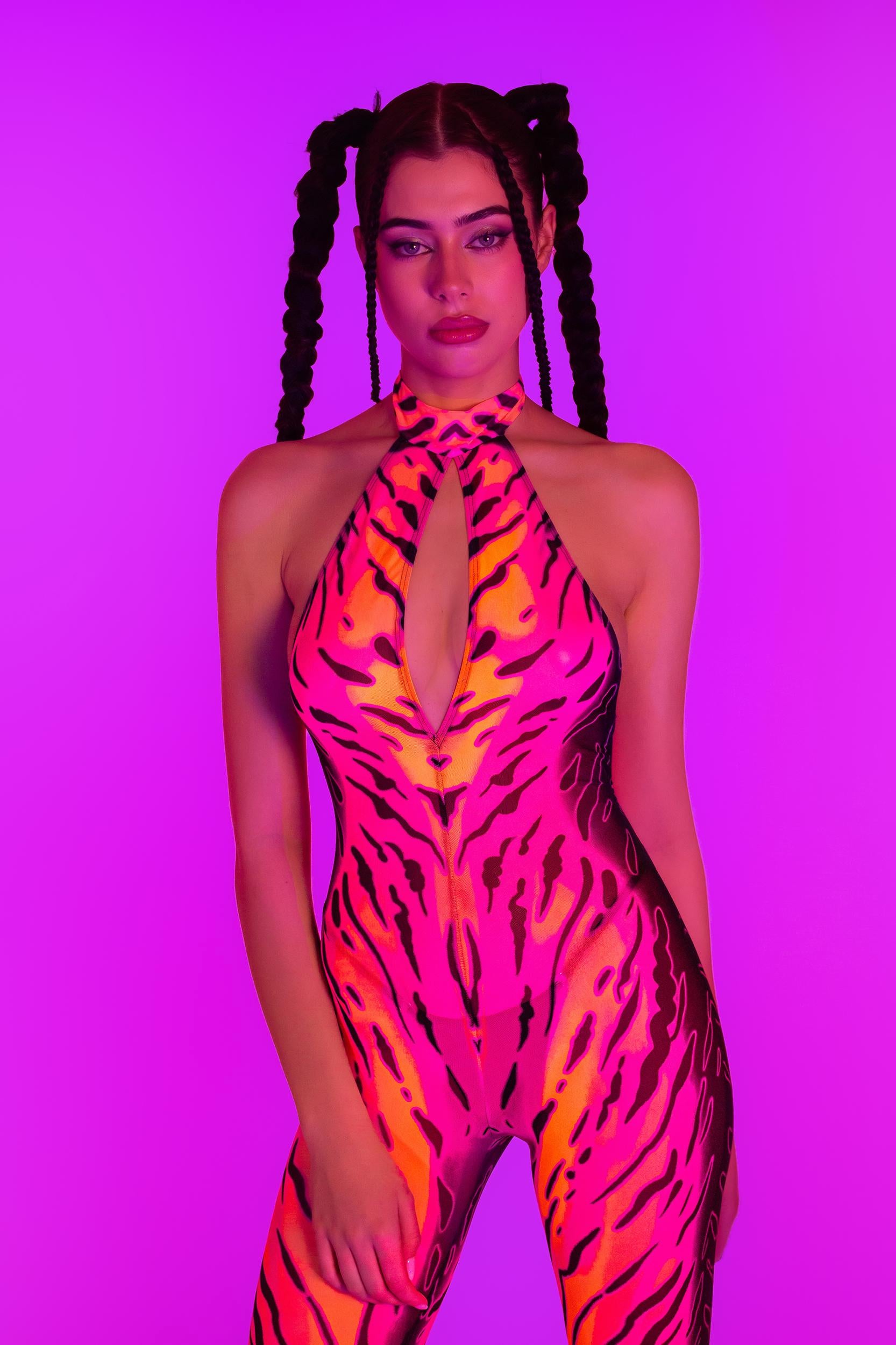 BADINKA Heightened Instinct Pink Mesh Halter Romper