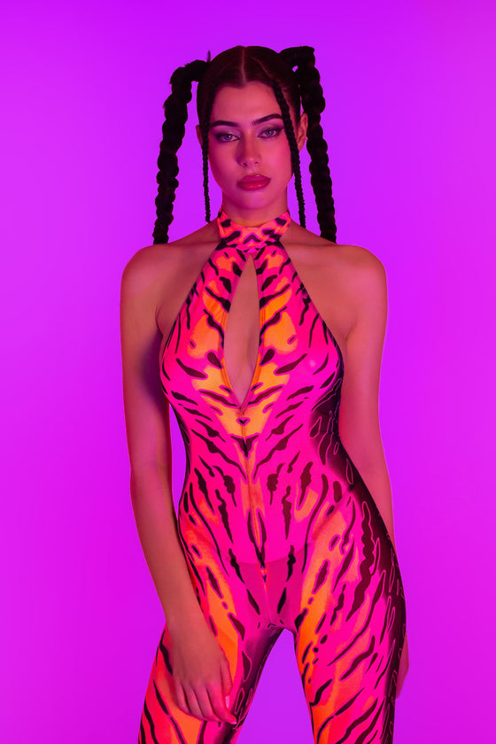 Heightened Instinct Pink Mesh Halter Romper