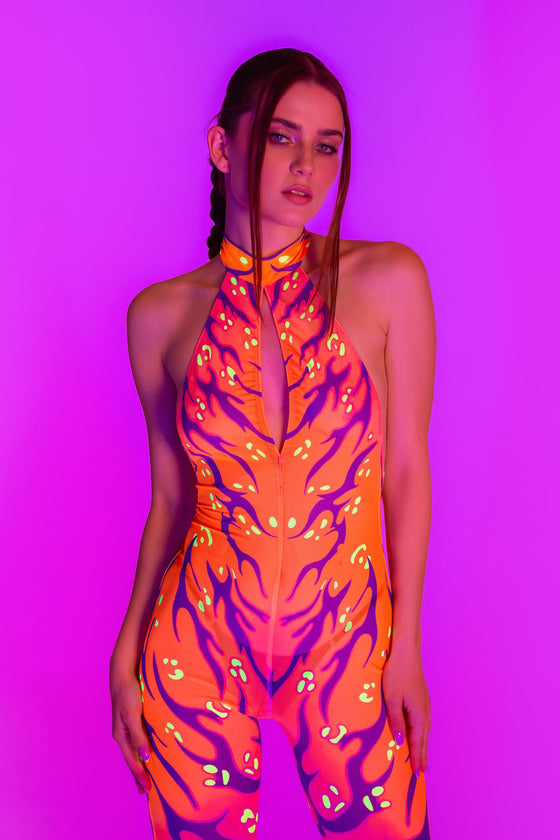 Fire Sign Mesh Halter Romper