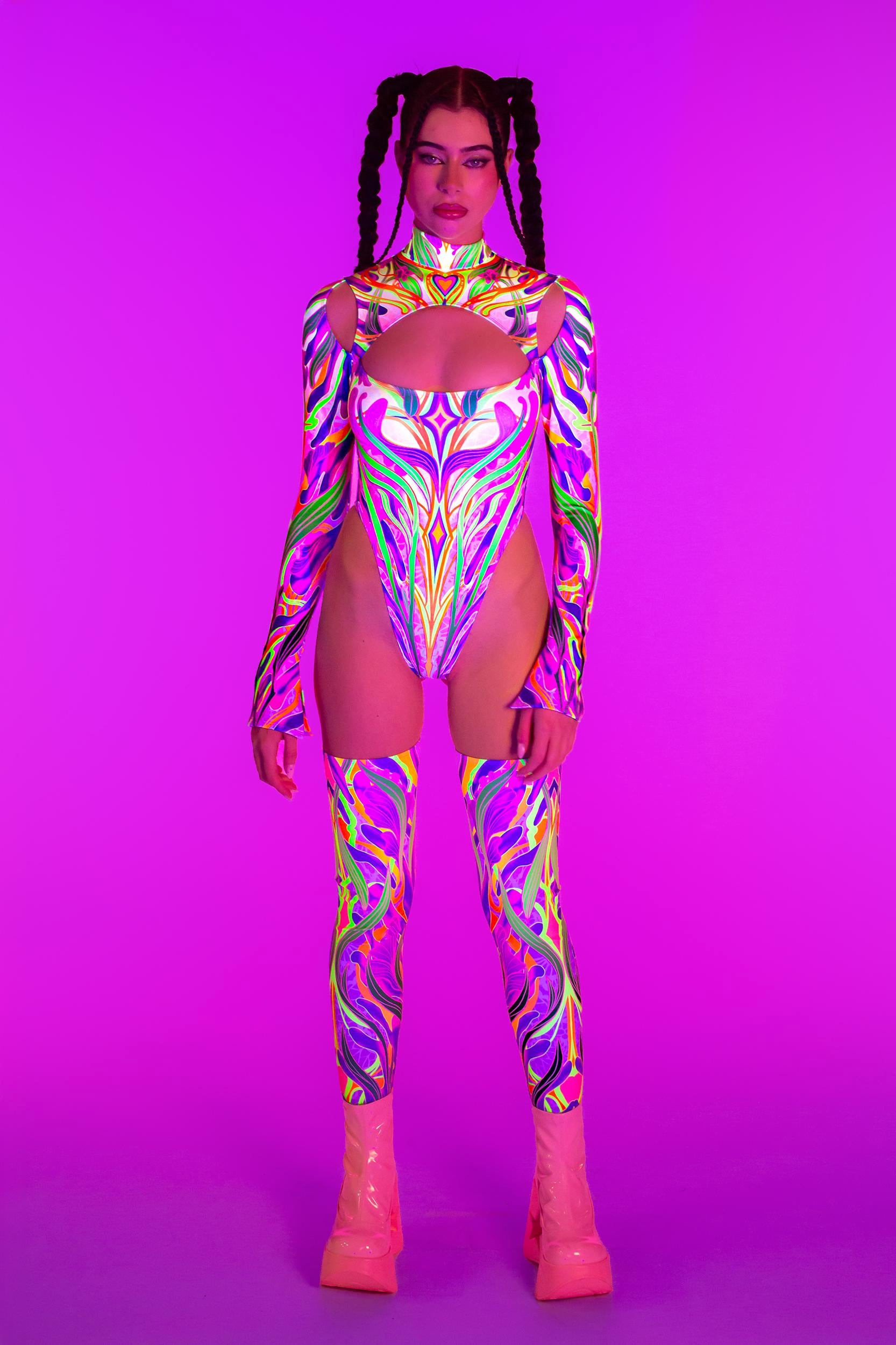 BADINKA Dream On Keyhole Bodysuit Neon, spandex