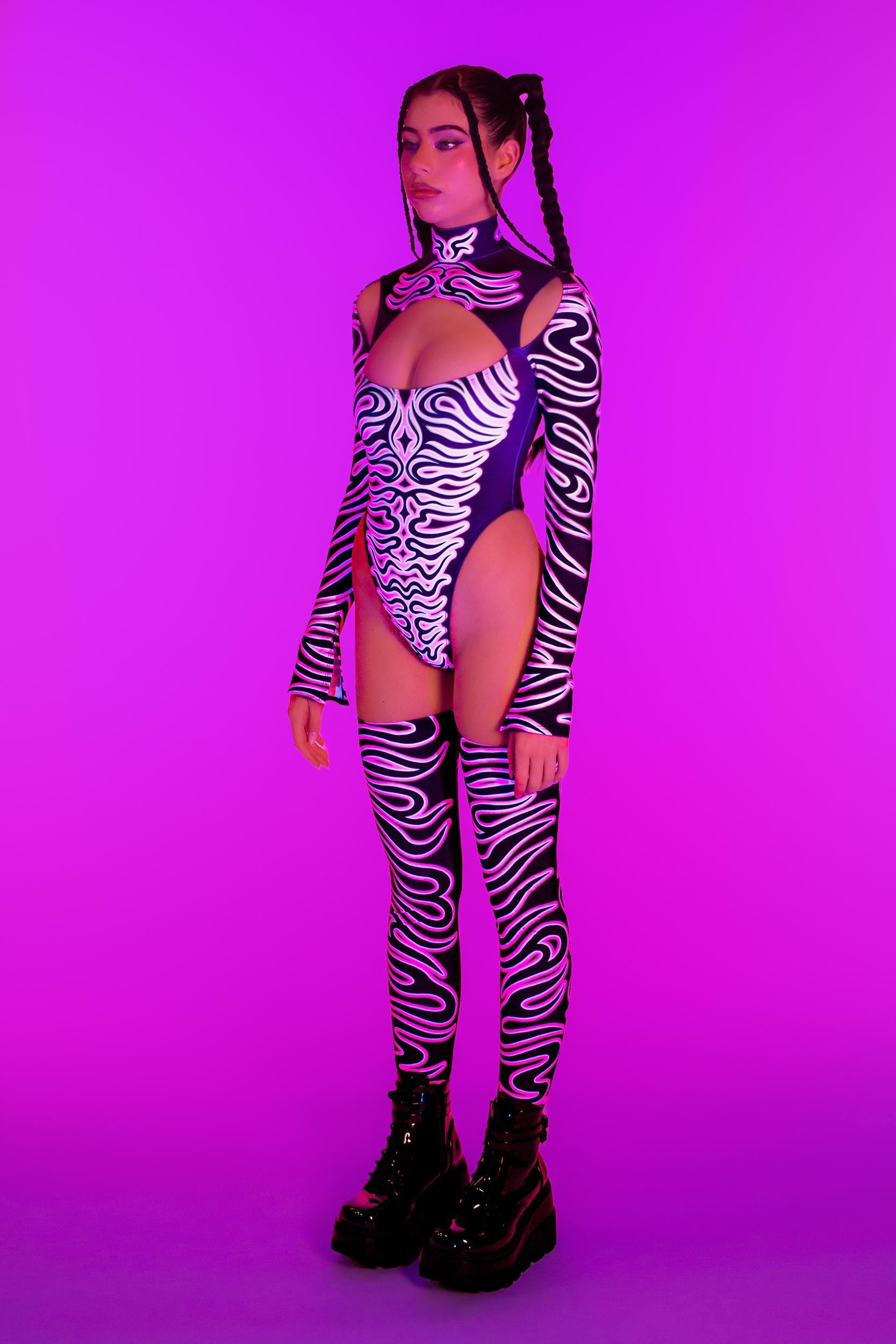 BADINKA Women Eye Of The Pink Tiger Keyhole Bodysuit