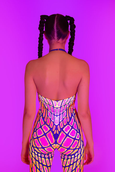 Under My Skin Magenta Keyhole Halter Catsuit