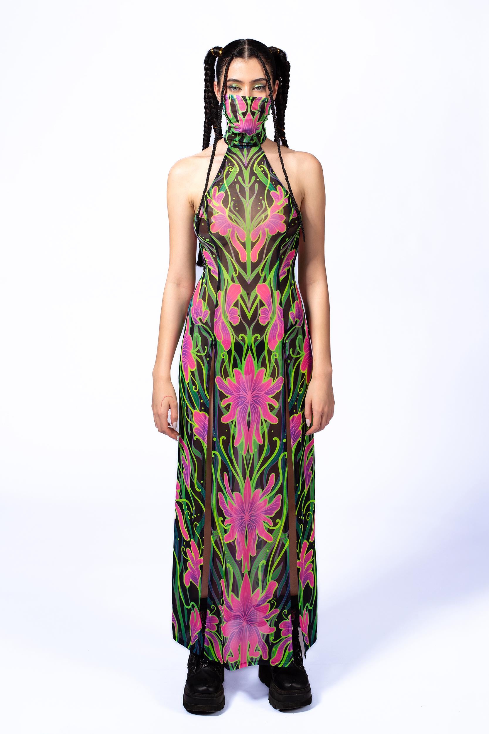 BADINKA Night Bloom Mask Halter Dress Halter-neck, lace-up