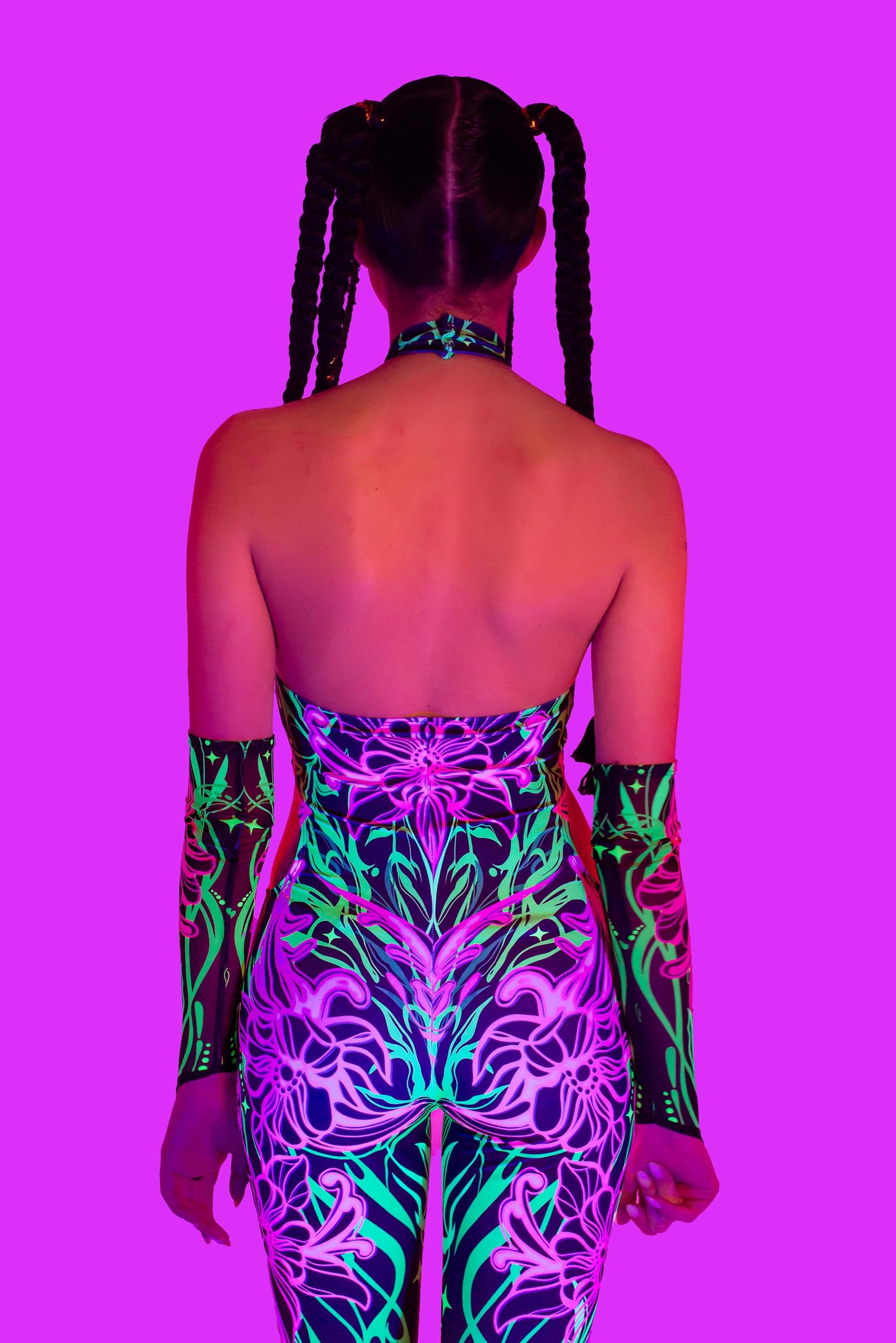 BADINKA High Nectar Halter Catsuit Green, pink