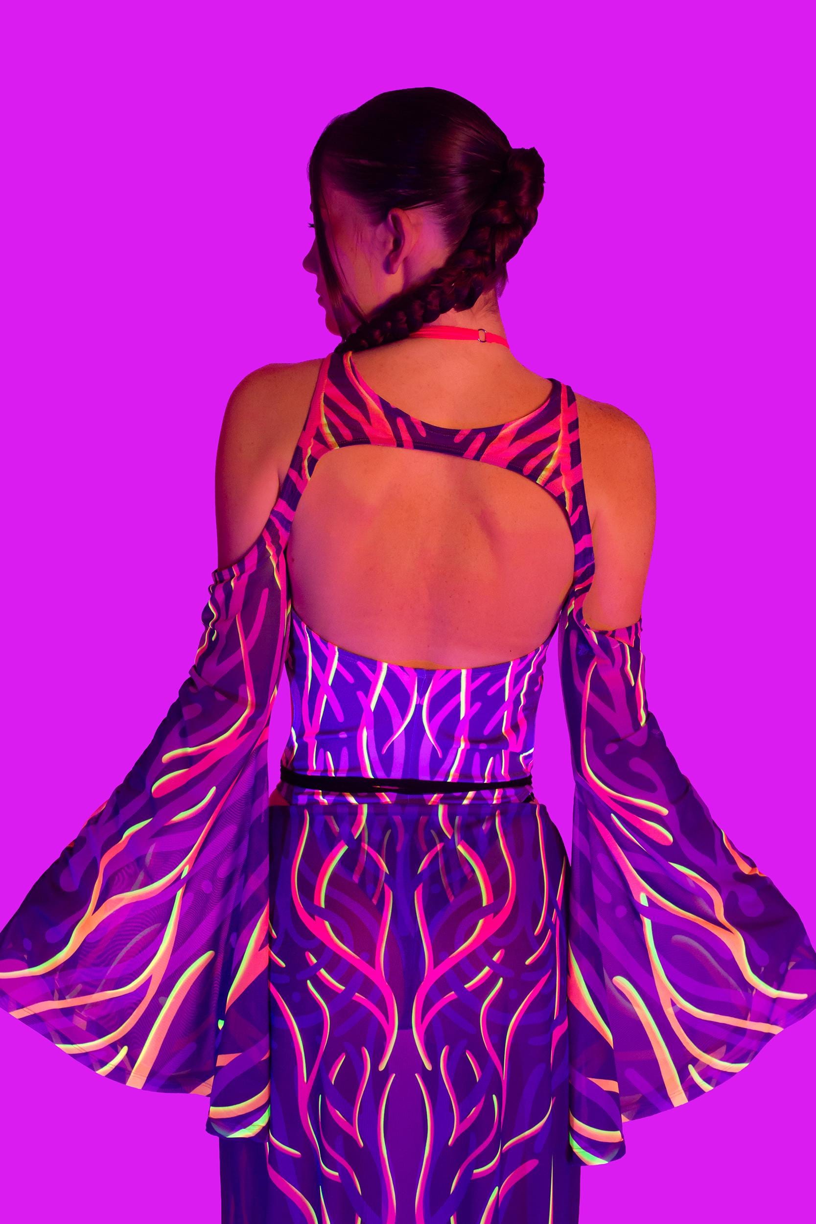 BADINKA Electrict Heat Keyhole Halter Bodysuit Pink, purple