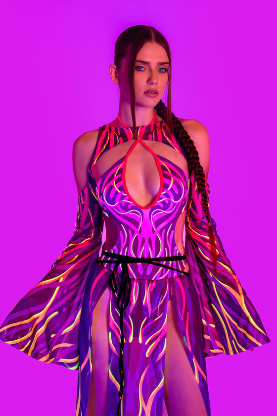 Electrict Heat Keyhole Halter Bodysuit