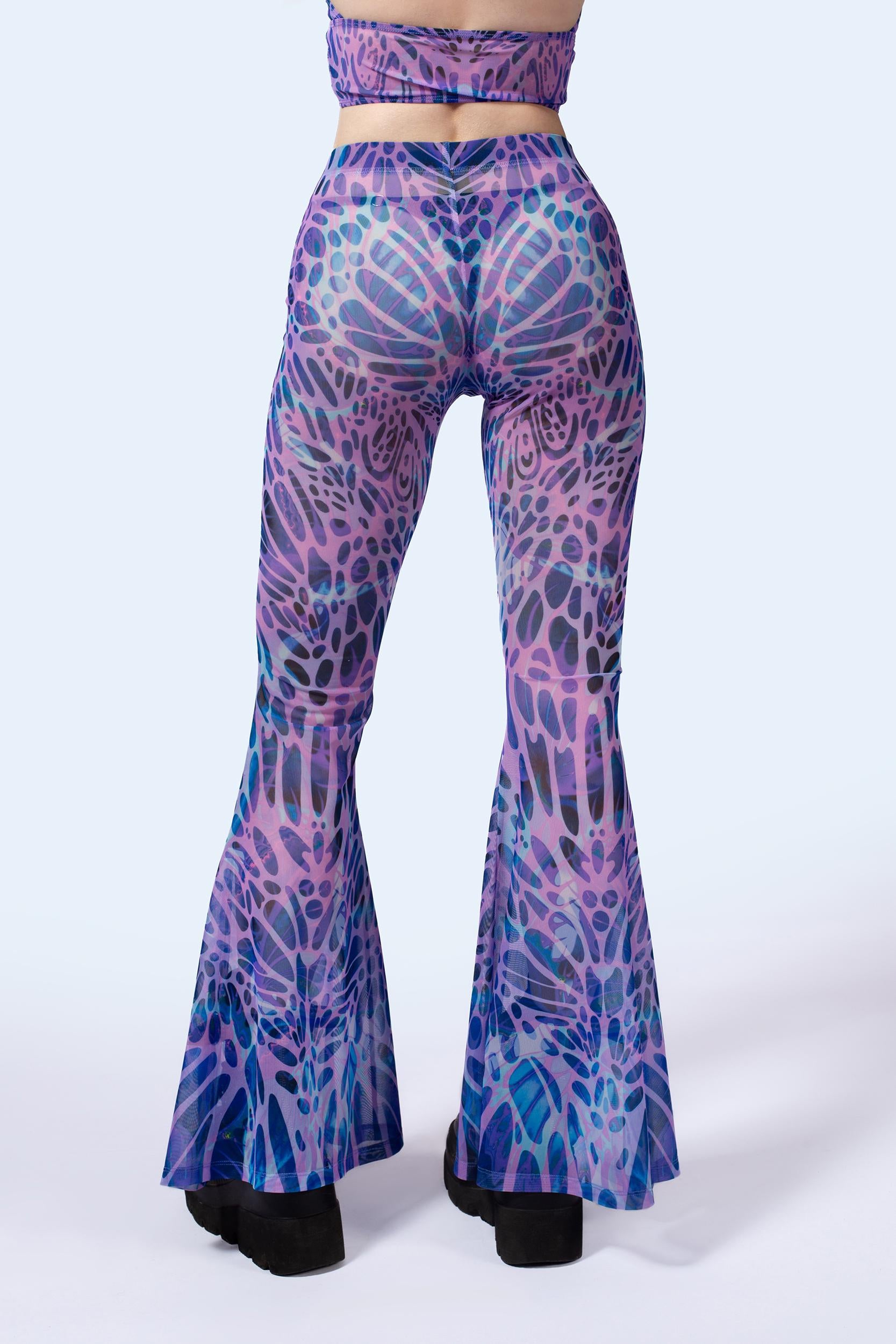 BADINKA Amethyst Mesh Bell Bottoms Pants Purple