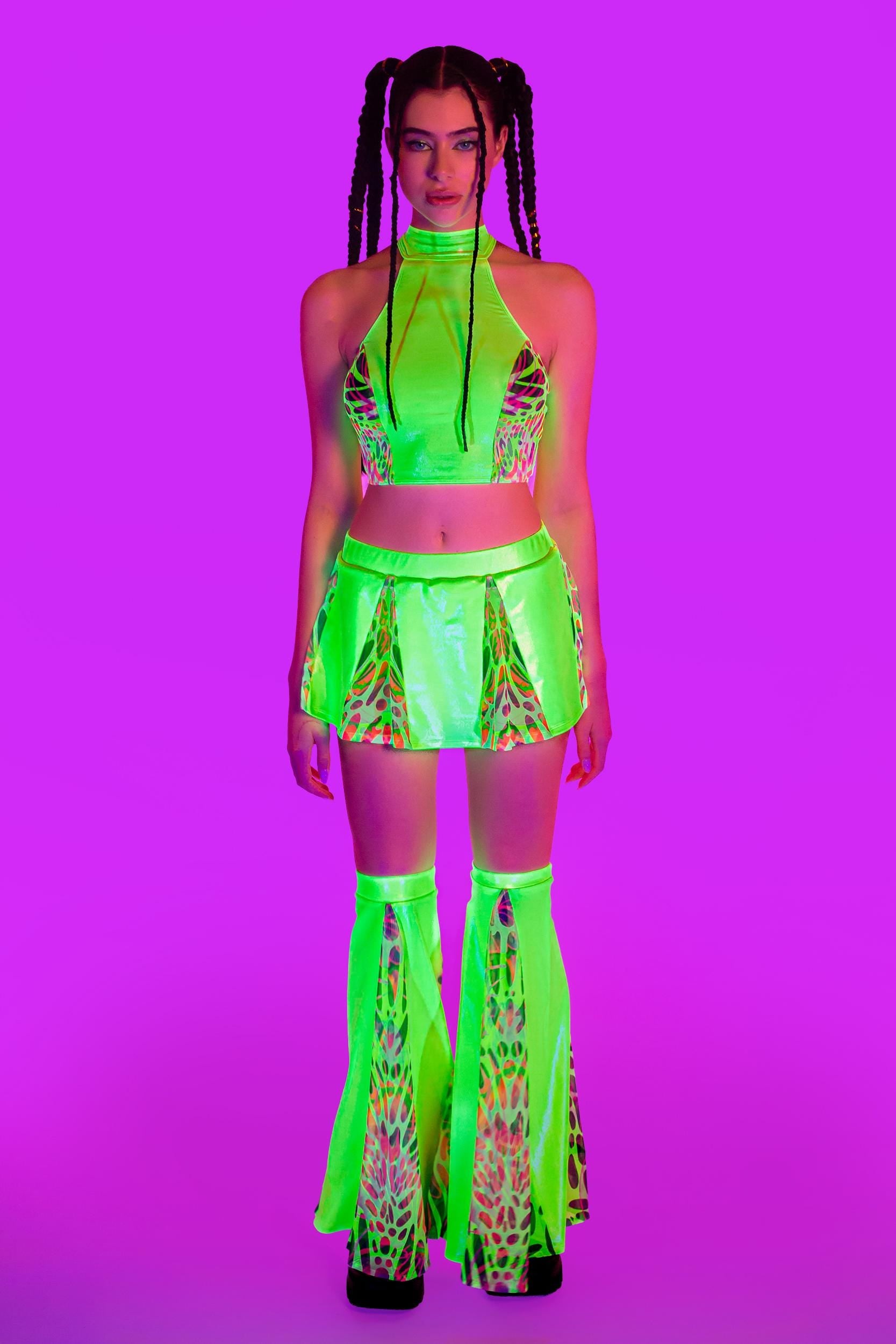 BADINKA Lime Wire Paneled Skirt Rave