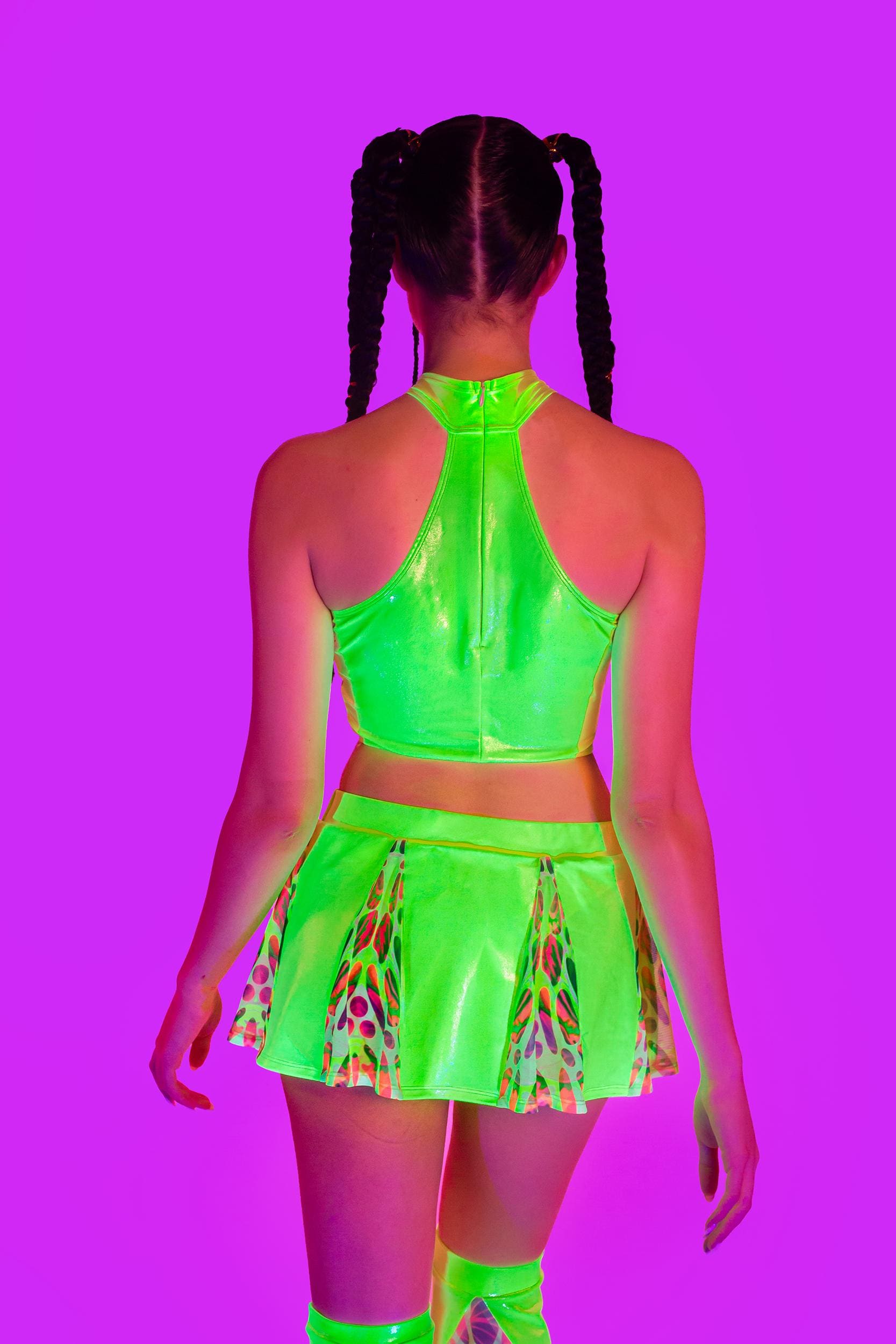 BADINKA Women Lime Wire Skirt Set