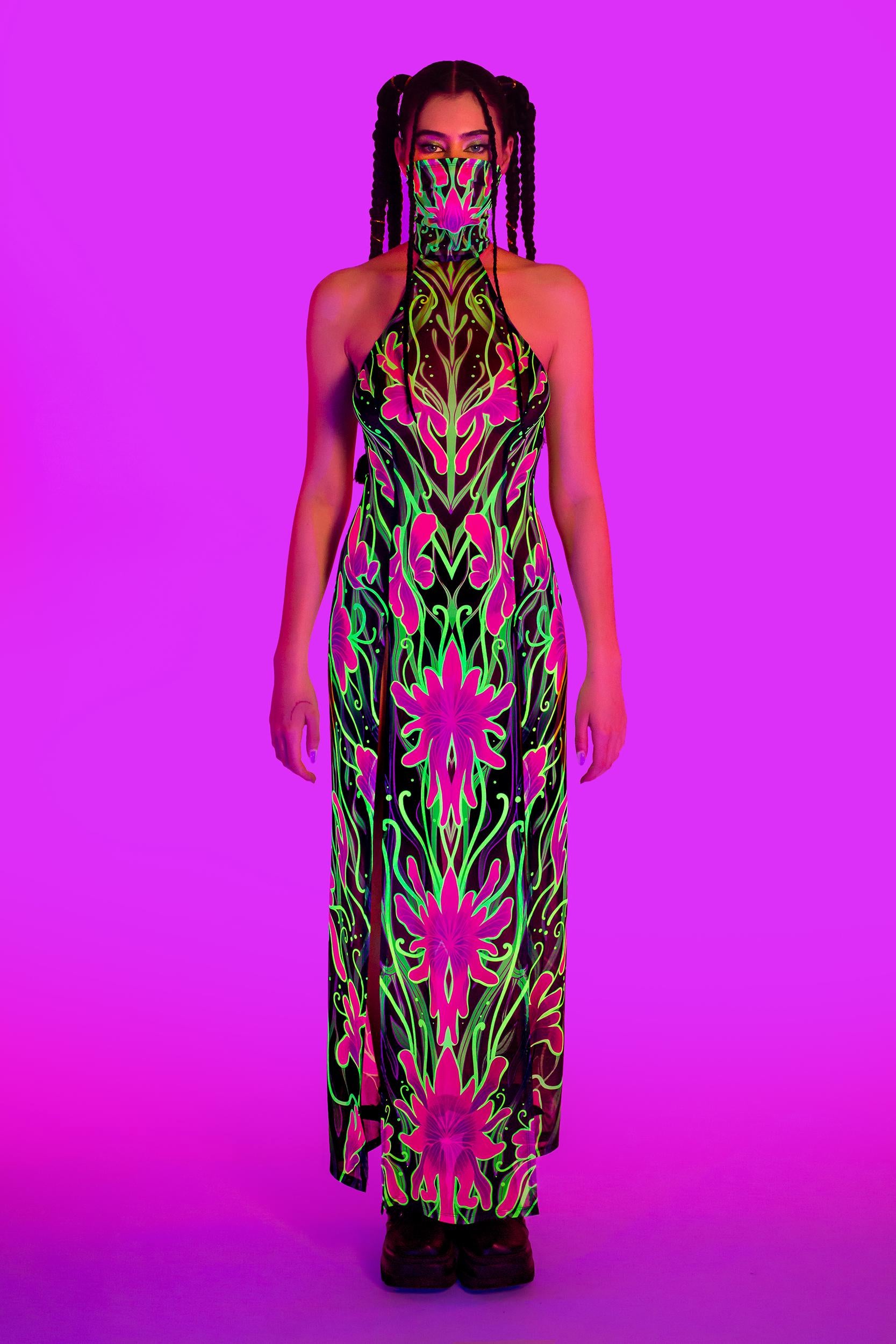 BADINKA Night Bloom Mask Halter Dress Rave