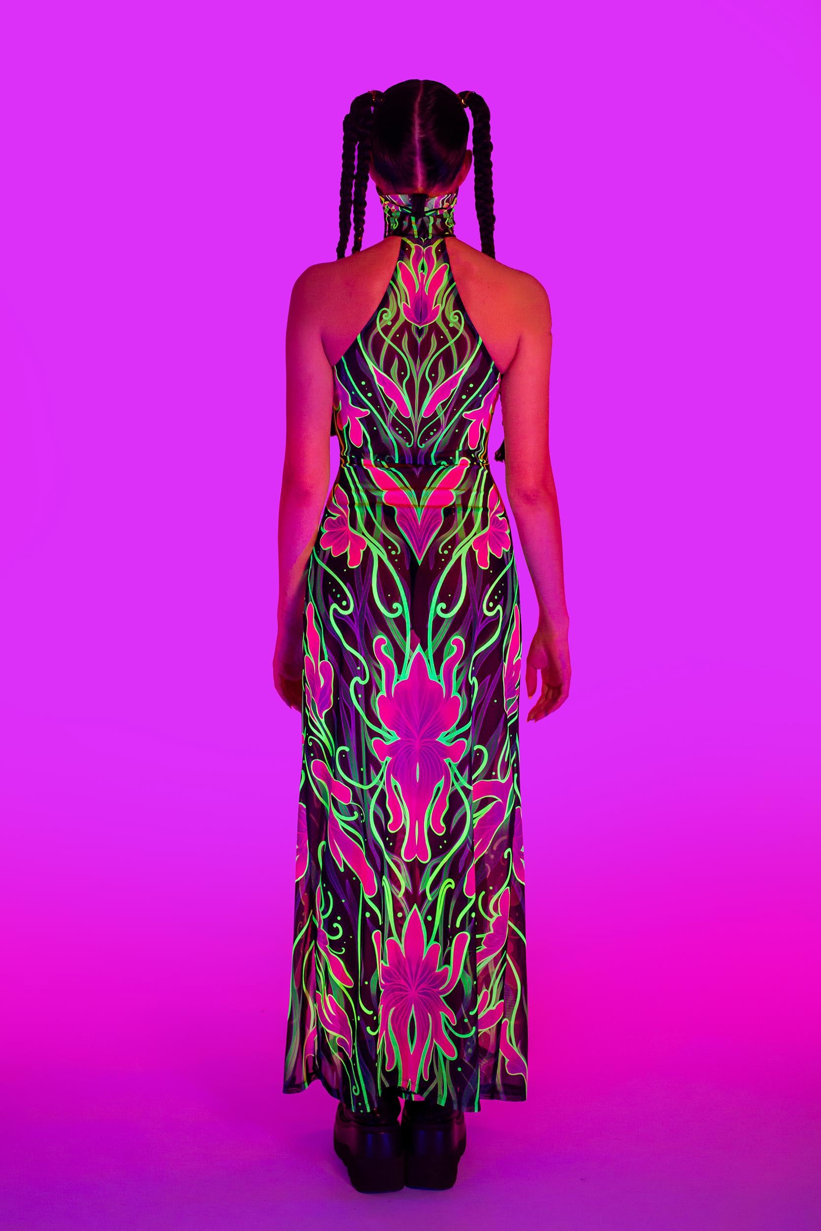 BADINKA Women Night Bloom Mask Halter Dress