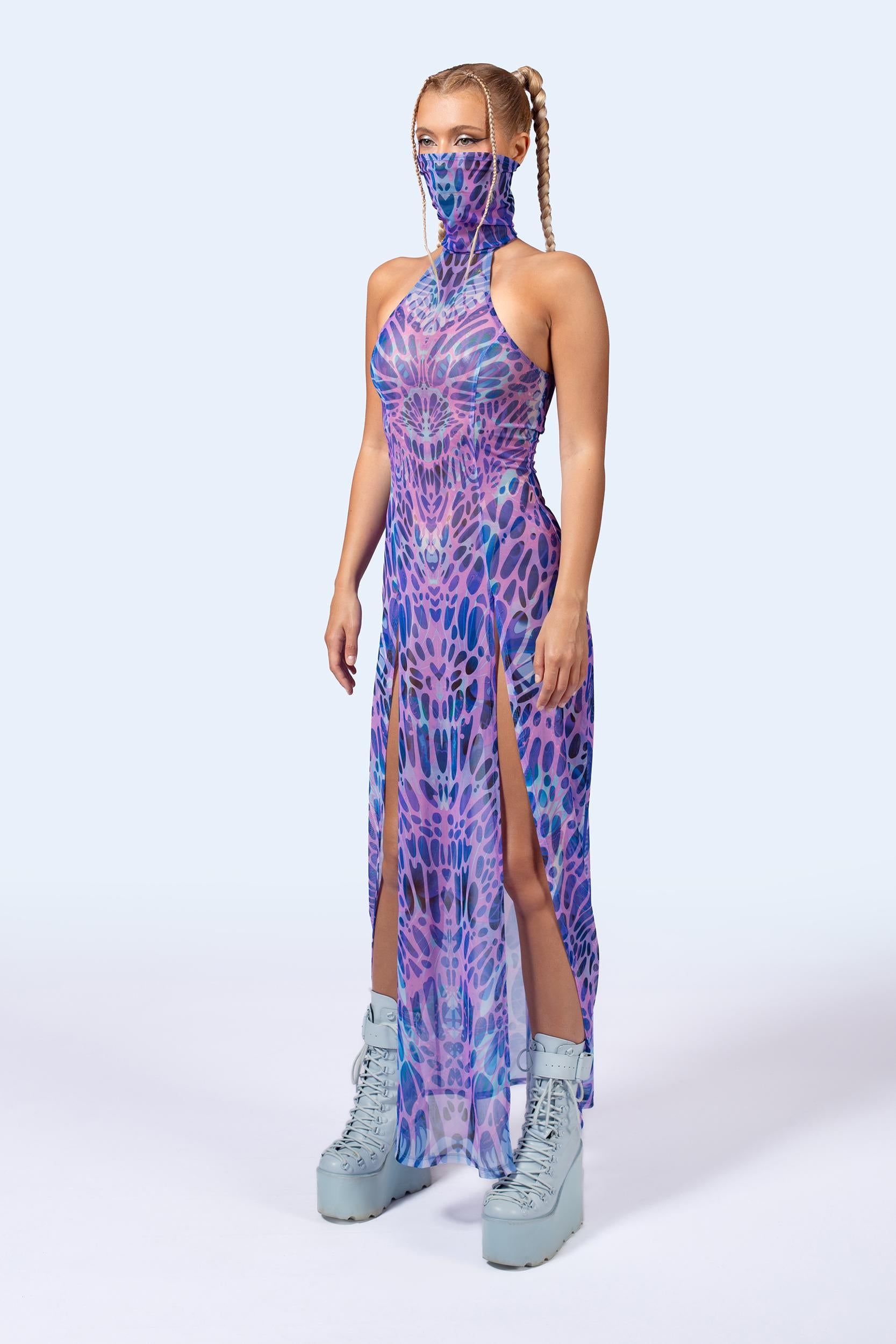 BADINKA Amethyst Mask Halter Dress Mesh