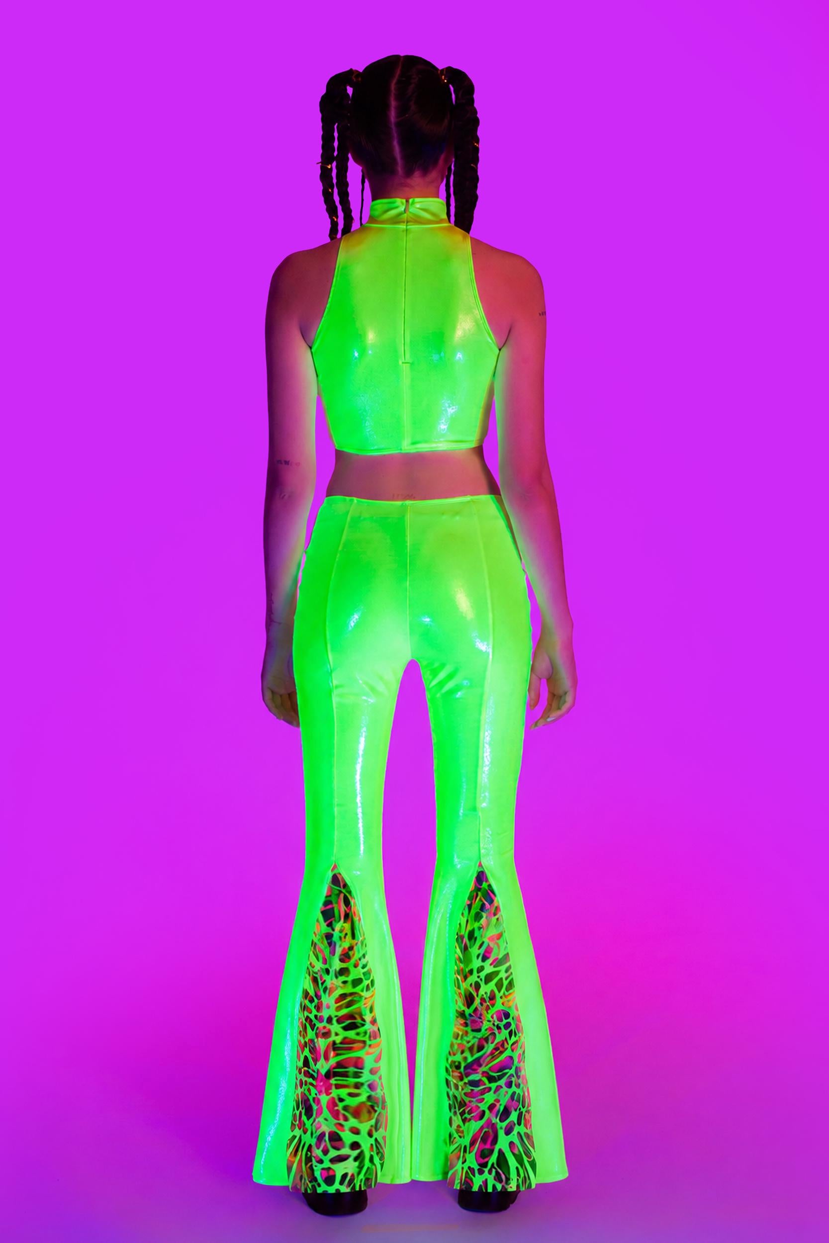 BADINKA Lime Wire Front Paneled Top Mesh, neon, shiny
