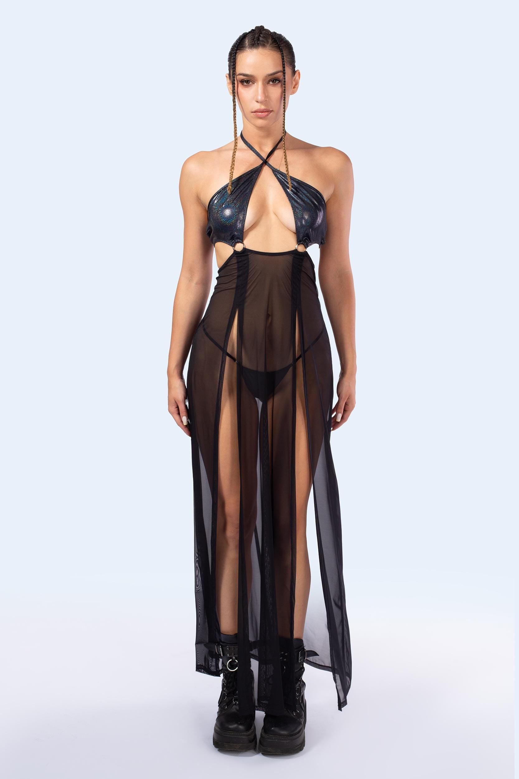BADINKA Women C[Burning Man 2026] Dark Current Halter Dress