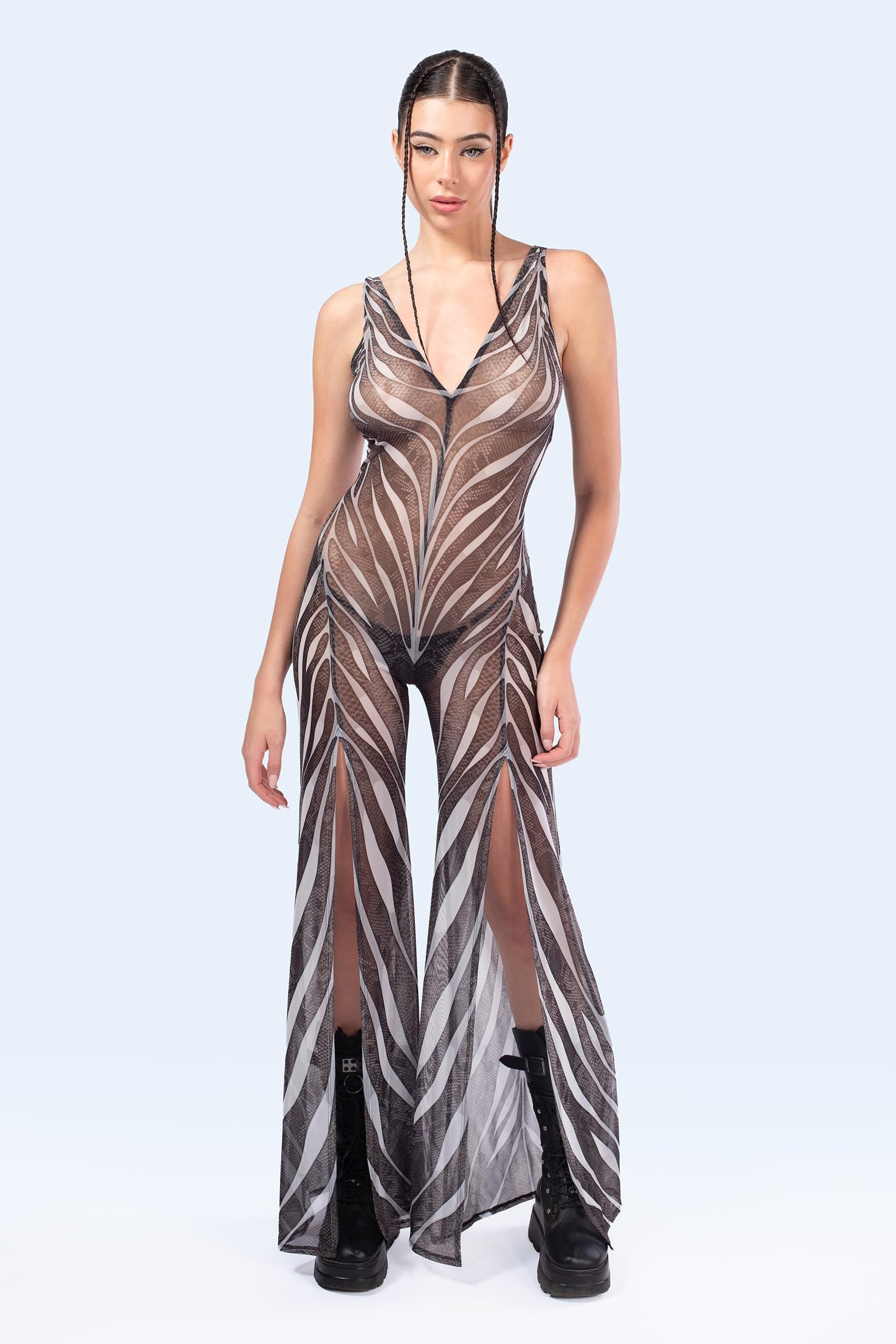 BADINKA Women C[Burning Man 2026] Ash Plunging Slit Romper